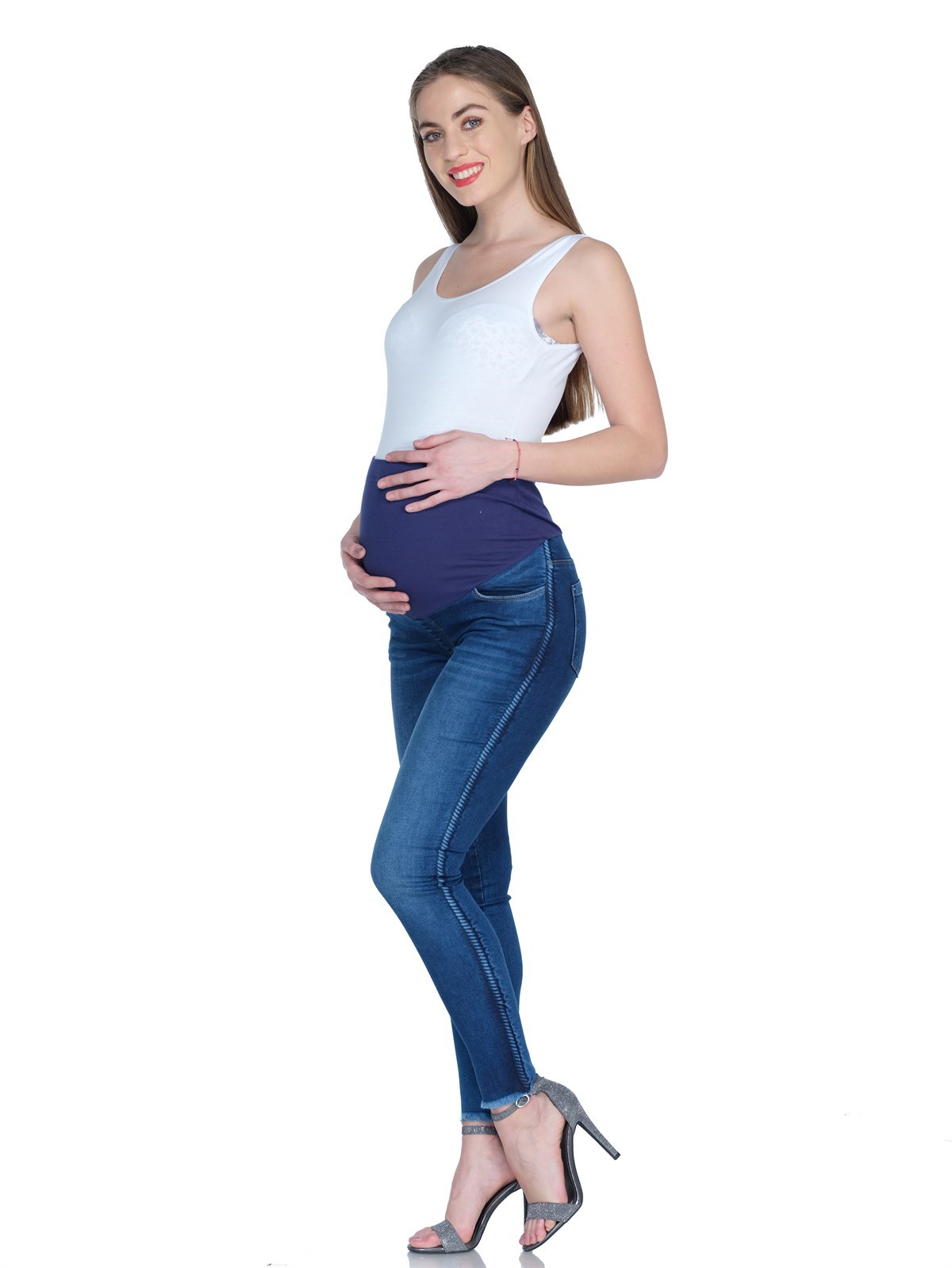 Maternity Jeans Fringed Narrow Trotter Blue