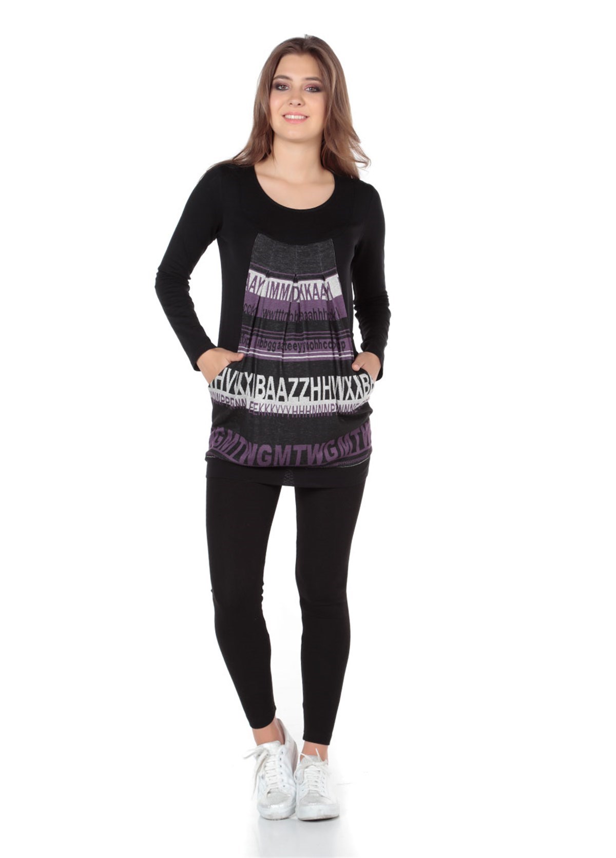 Maternity Tunic Panel Knitted And Plain Fabric Lilac