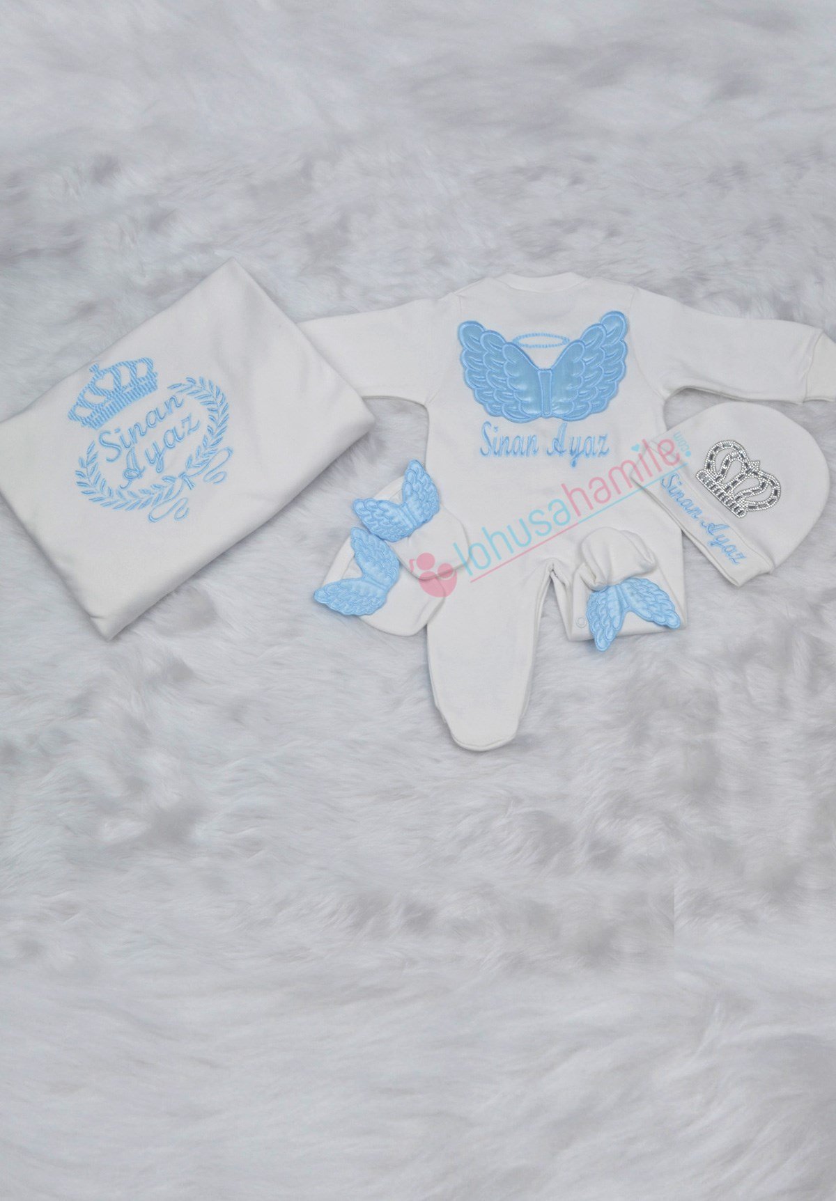 İsme Özel Atom Kanat işlemeli 4'lü Set-4005