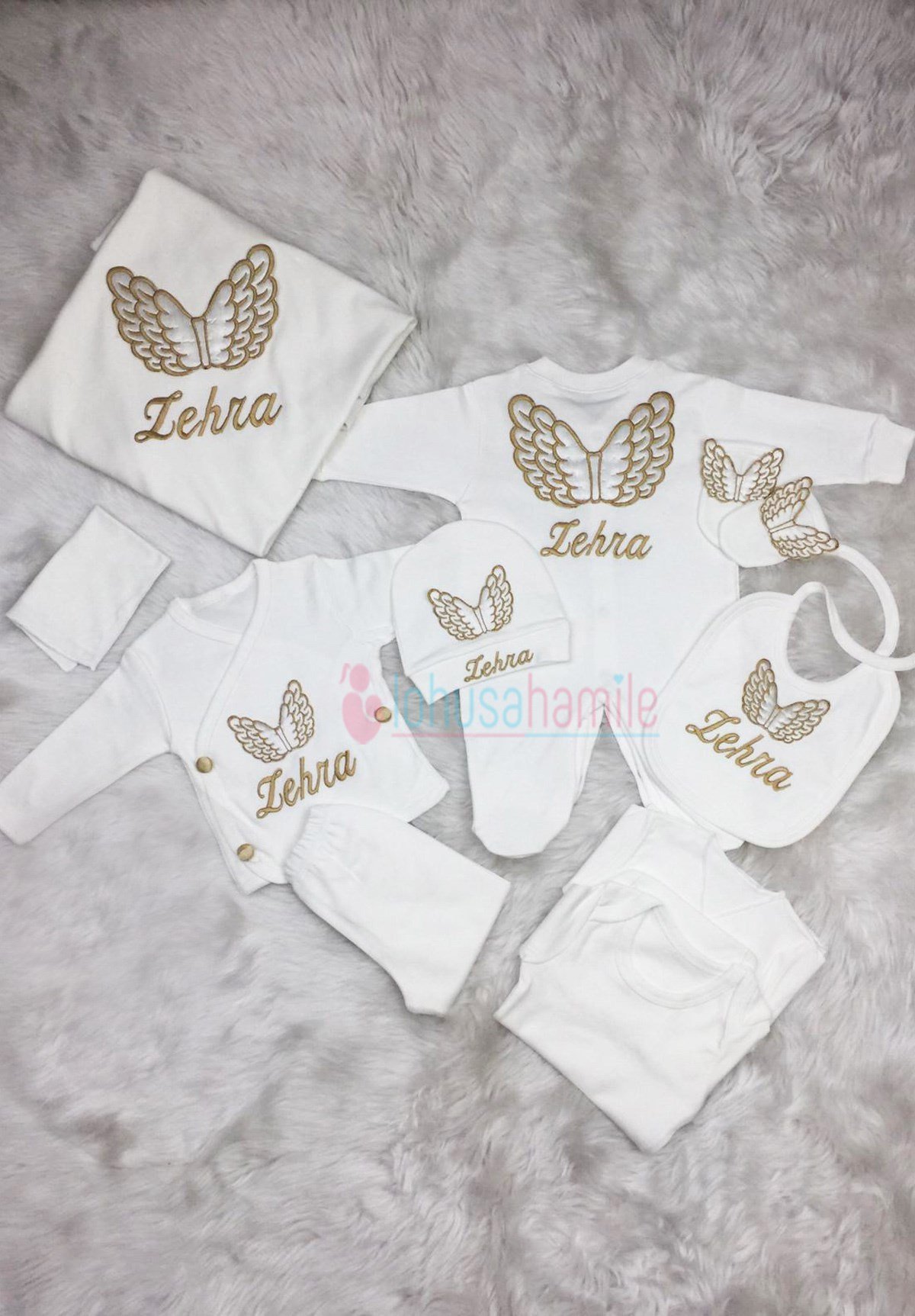 İsme Özel Atom Kanat İşlemli 10'lu Bebek Seti-LH1146