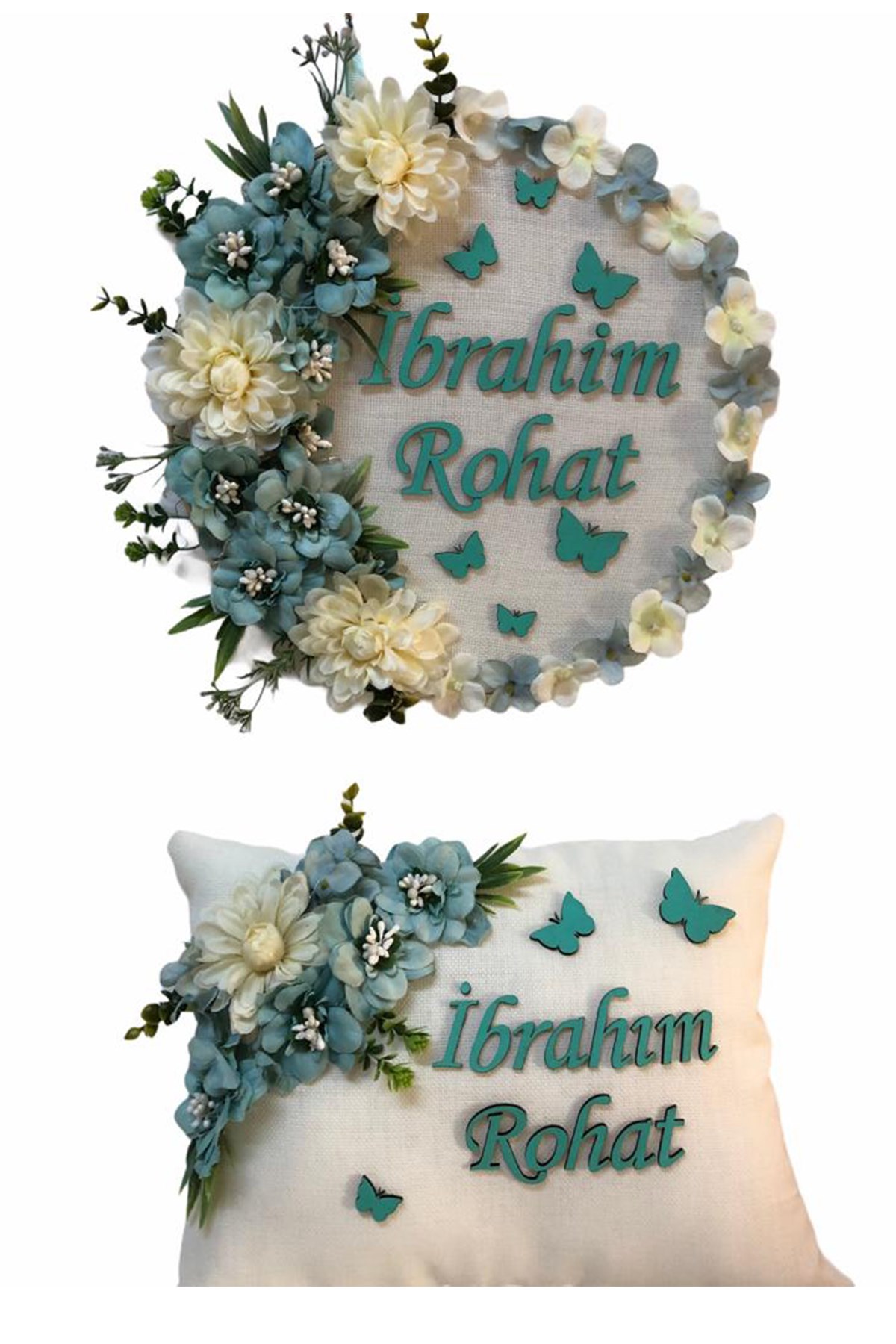 İsme Özel Çiçek Detaylı Kapı Süsü LH90025