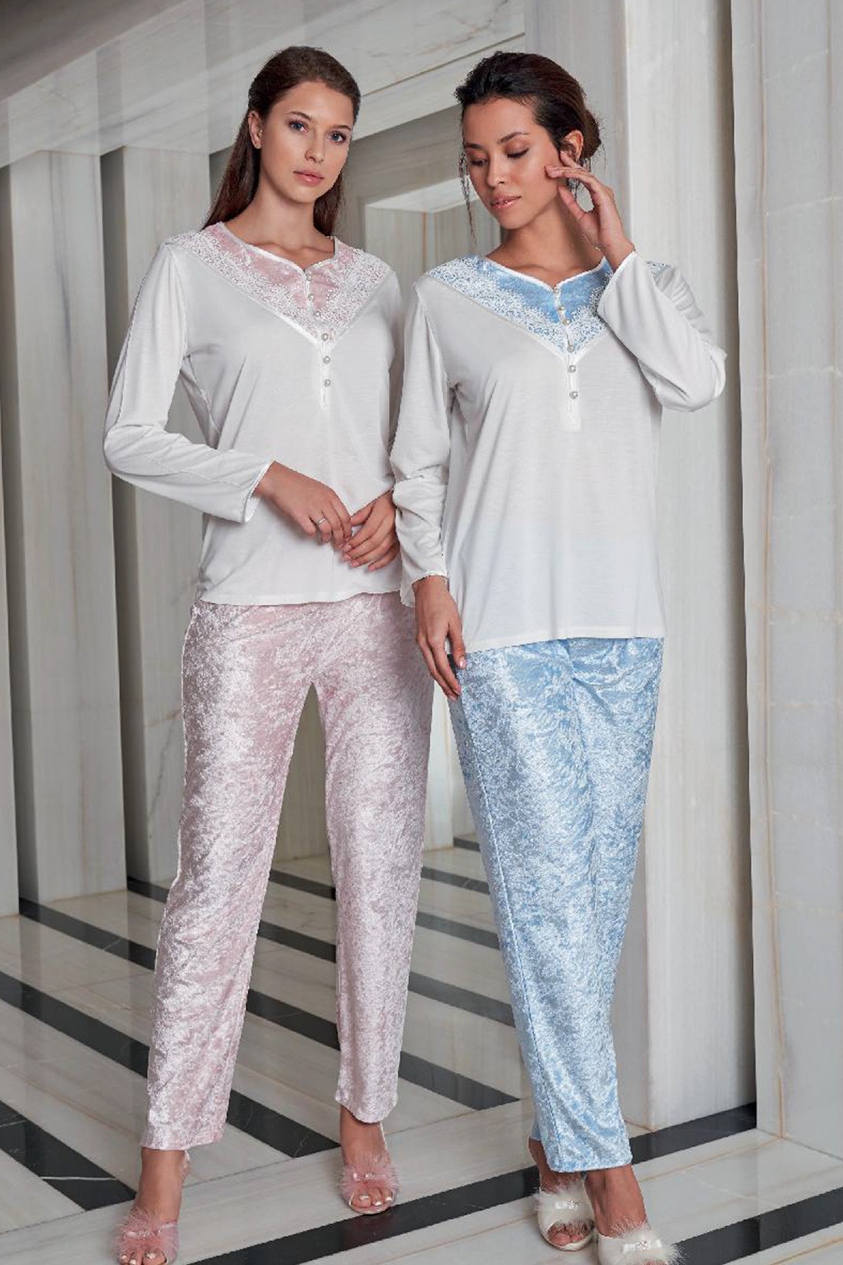Jar Pierre 232 Kadife Lohusa Pijama Takımı