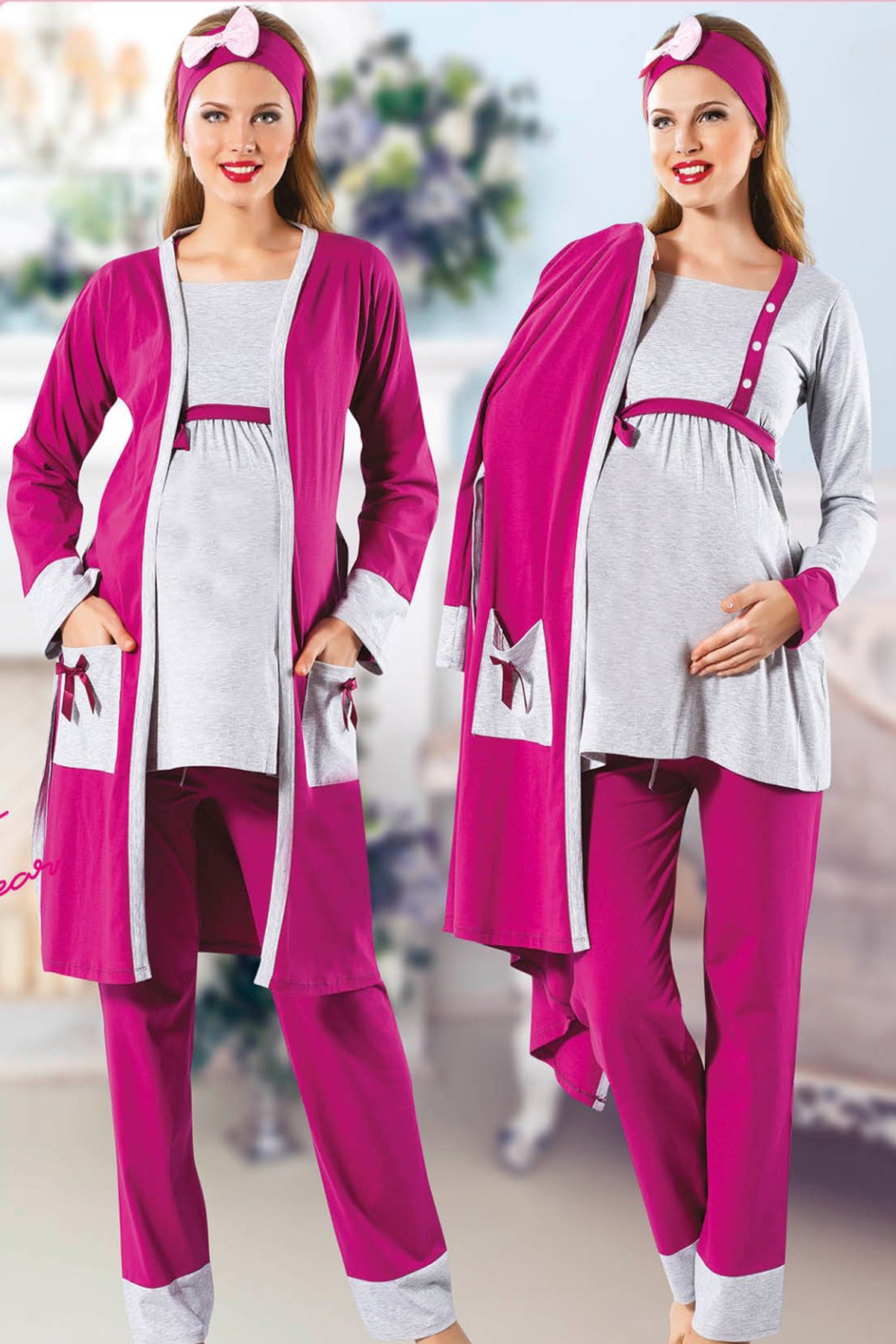 jenika 13261 Sabahlıklı Lohusa Pijama Takımları