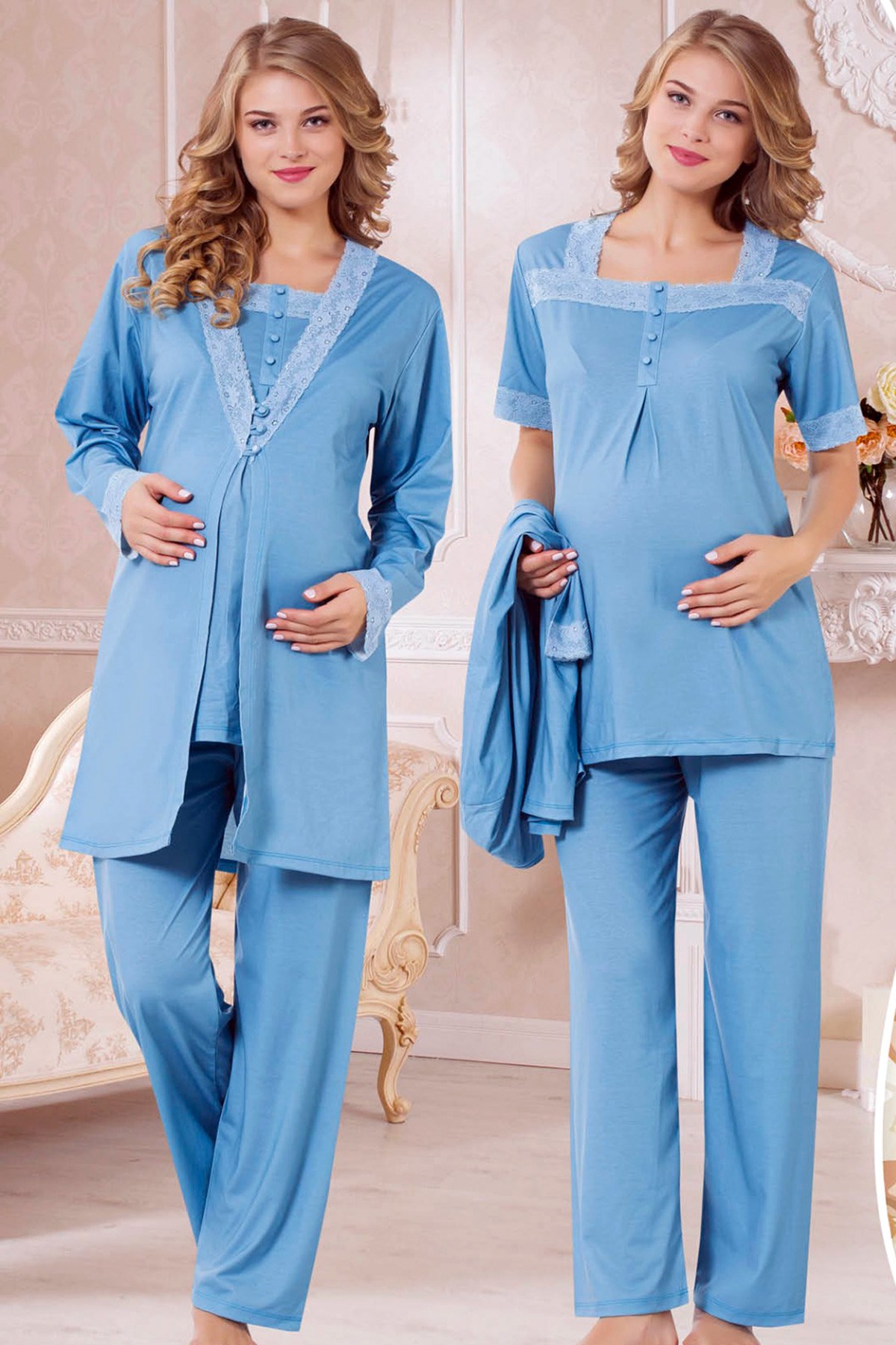 jenika 23239 Sabahlıklı Lohusa Pijama Takımları