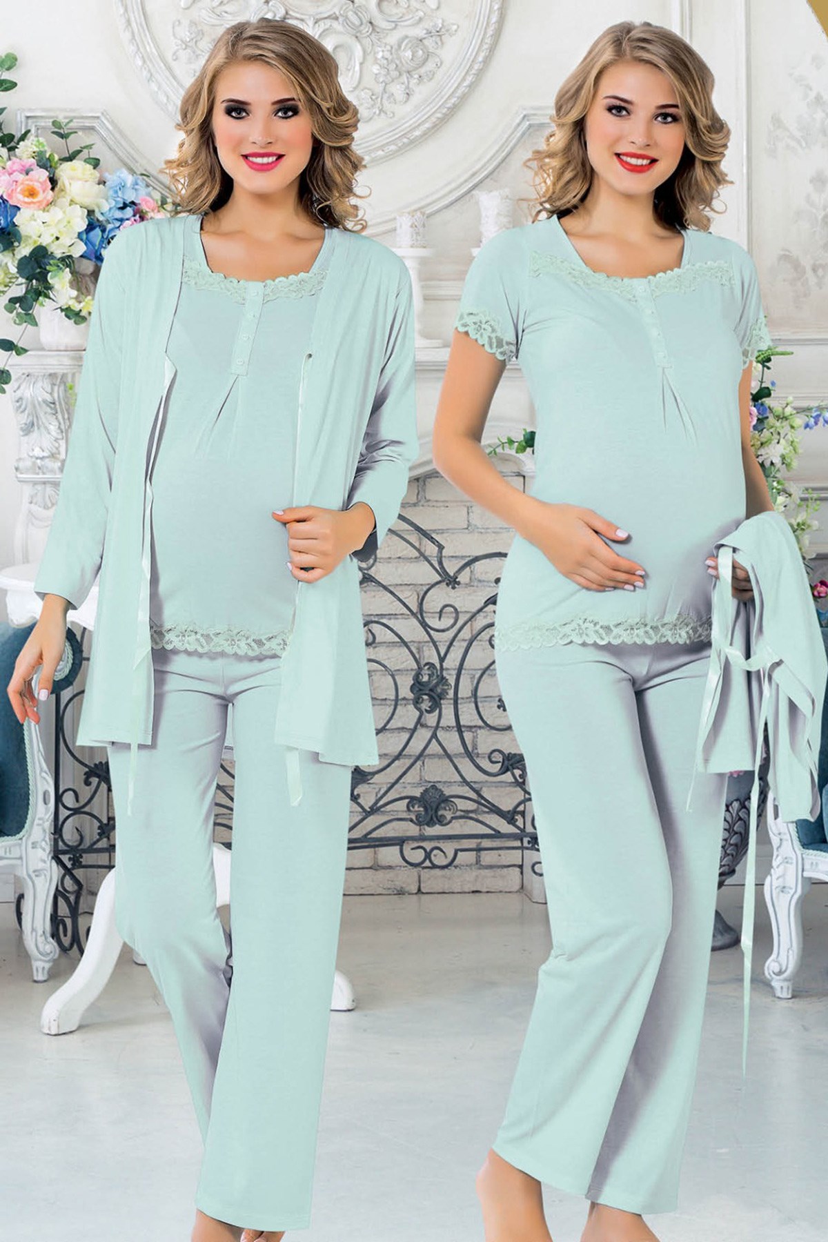 jenika 23248 Sabahlıklı Lohusa Pijama Takımları