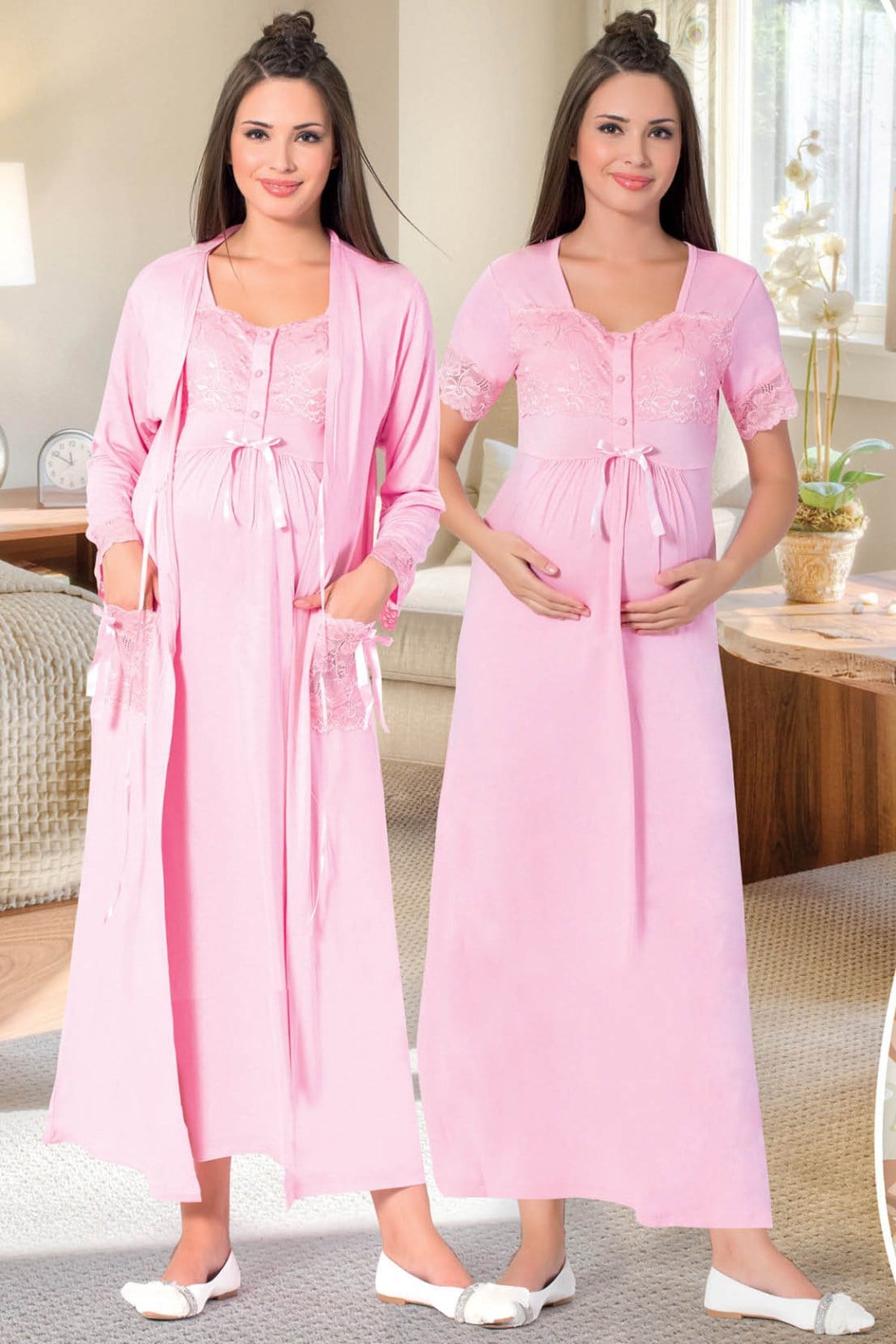 jenika 26218 Sabahlıklı Lohusa Gecelik Takımları
