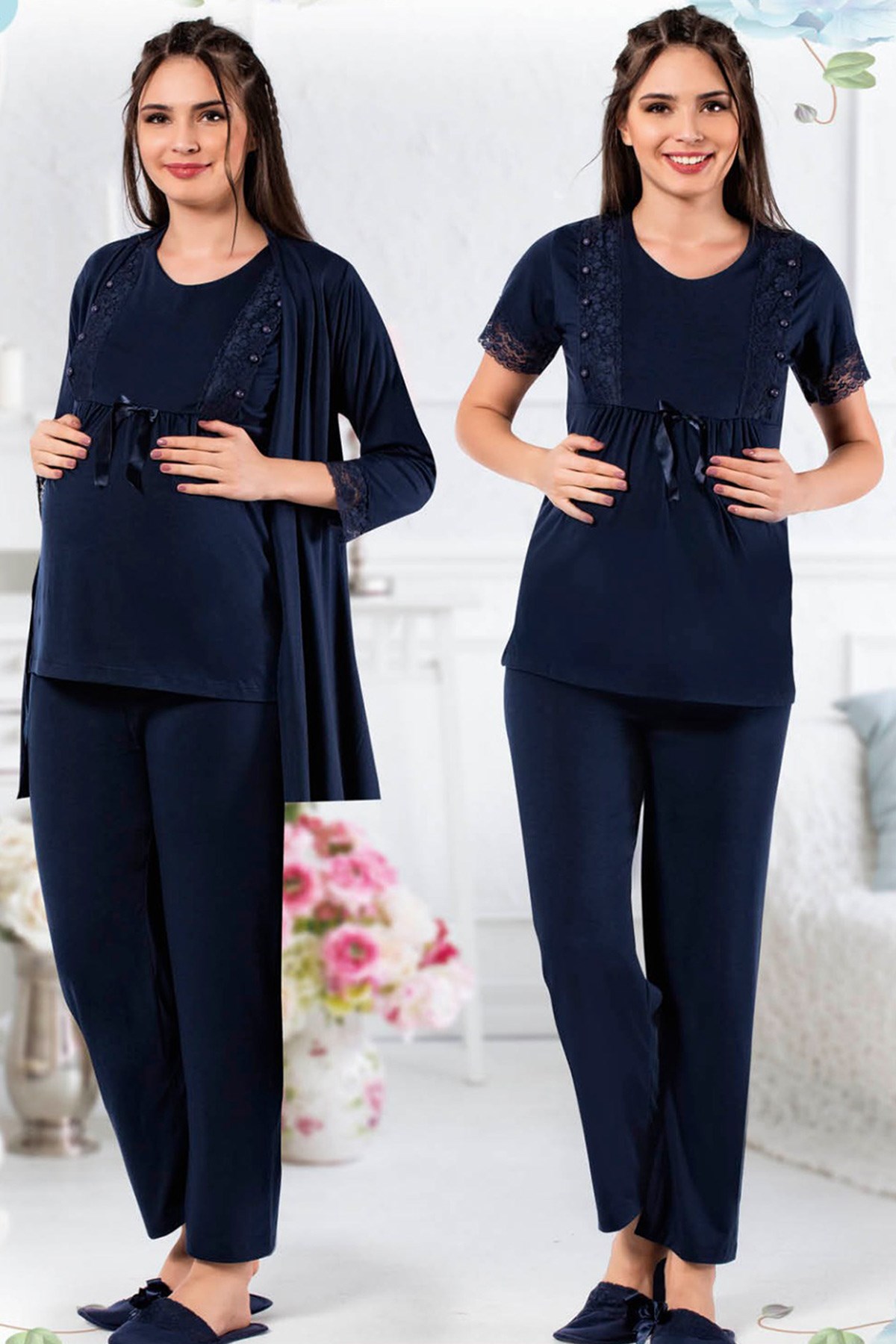 jenika 27904 Sabahlıklı Lohusa Pijama Takımları