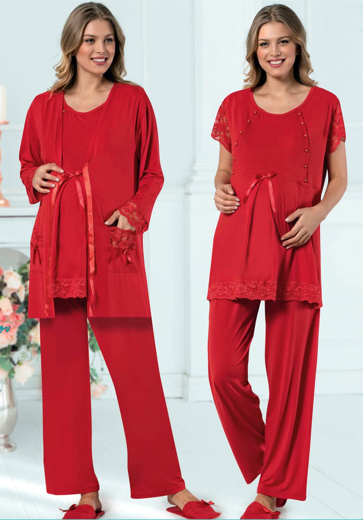 jenika 29575 Sabahlıklı Lohusa Pijama Takımları