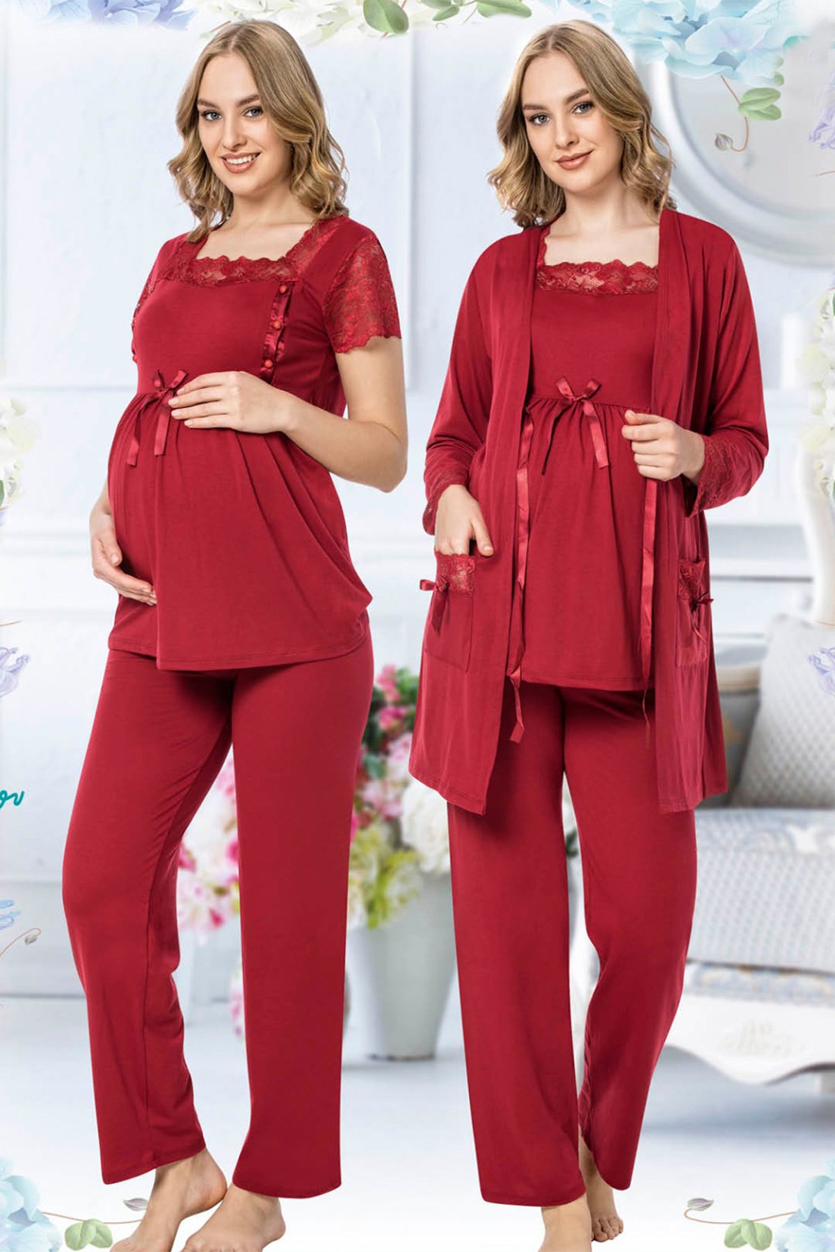jenika 35723 Sabahlıklı Lohusa Pijama Takımı