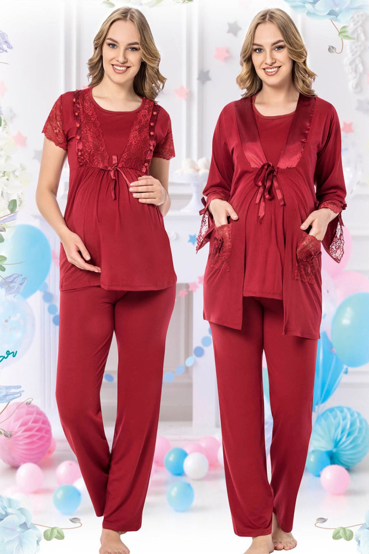 jenika 35736 Sabahlıklı Lohusa Pijama Takımı
