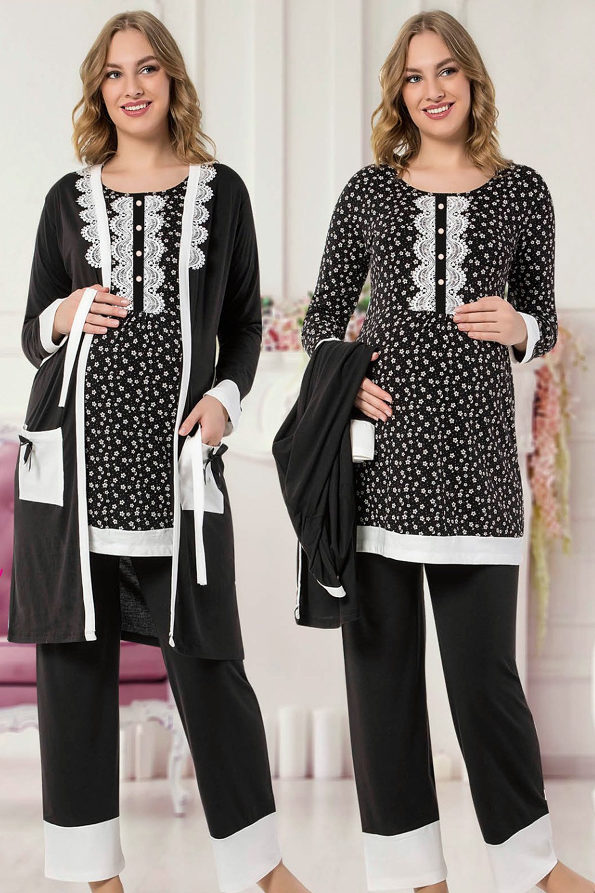 jenika 36230 Sabahlıklı Lohusa Pijama Takımları
