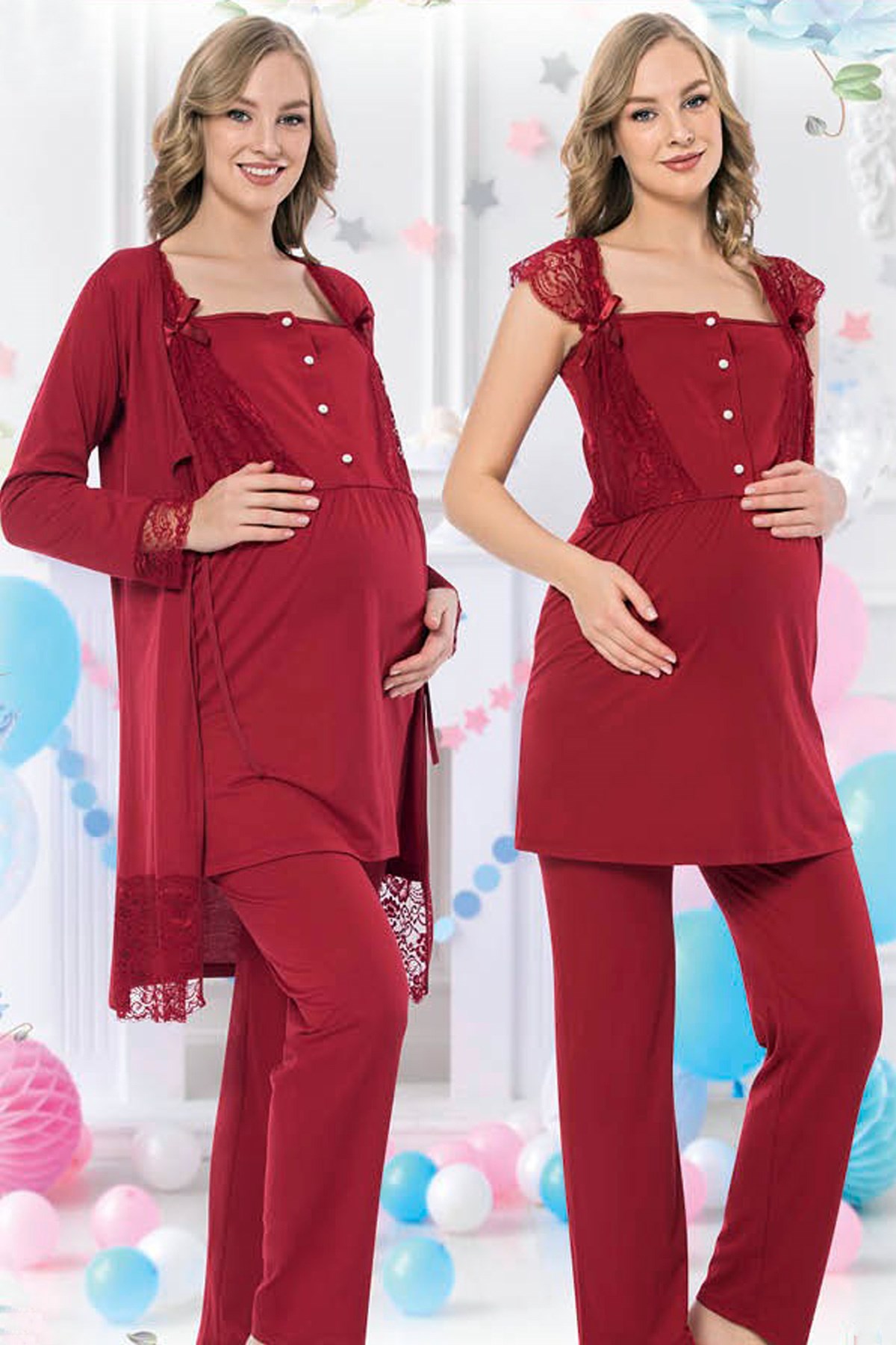 jenika 36345 Sabahlıklı Lohusa Pijama Takımı