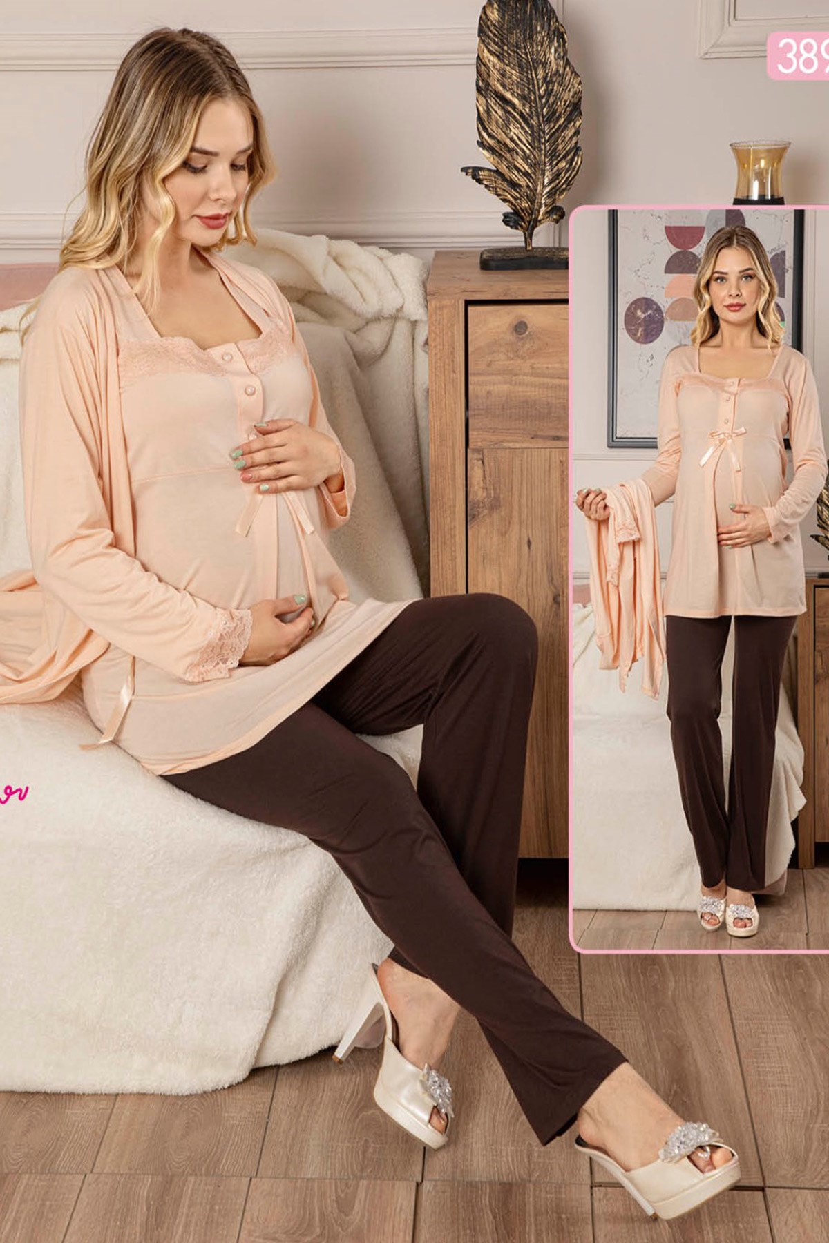 jenika 38937 Sabahlıklı Lohusa Pijama Takımı