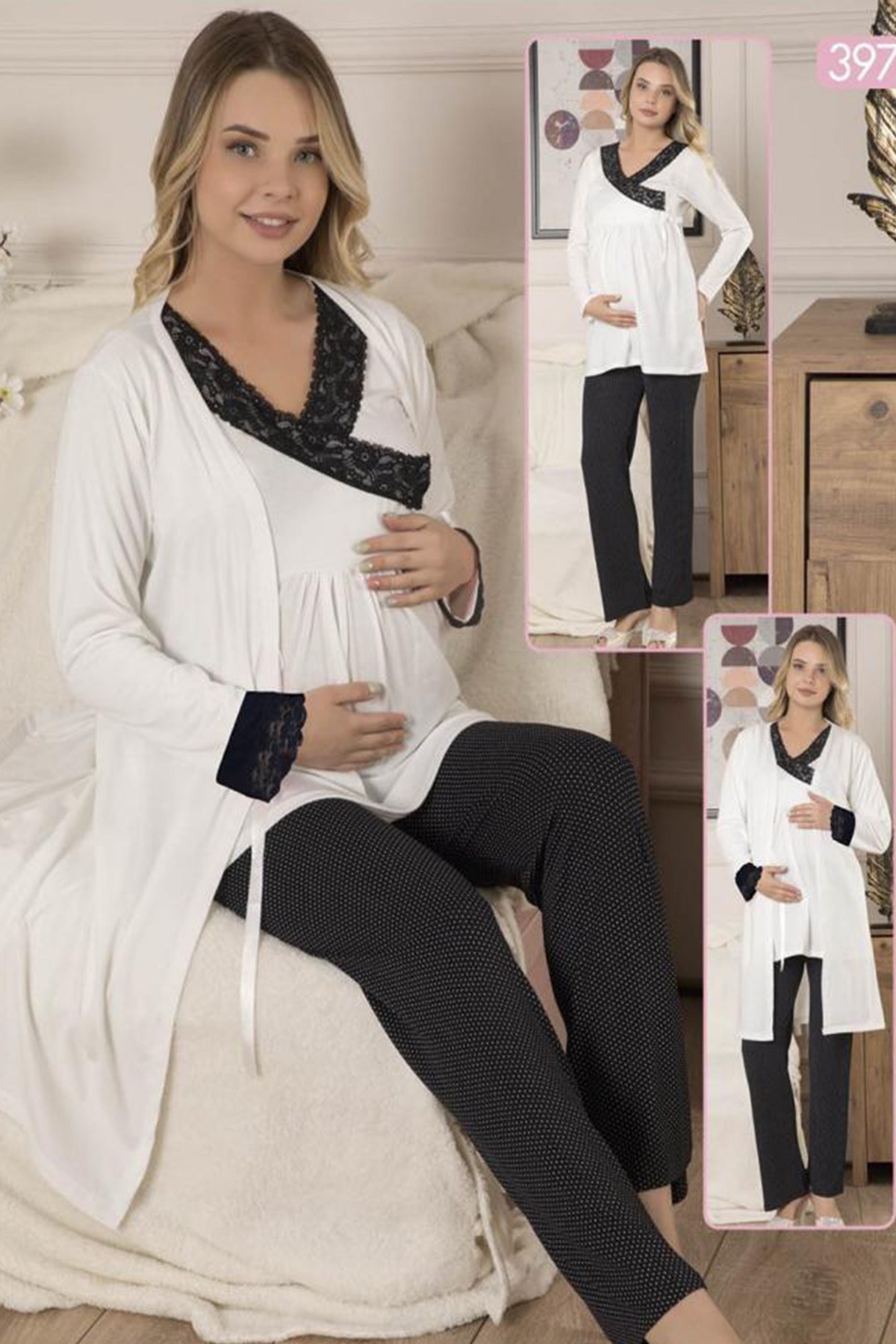 jenika 39766 Sabahlıklı Lohusa Pijama Takımı