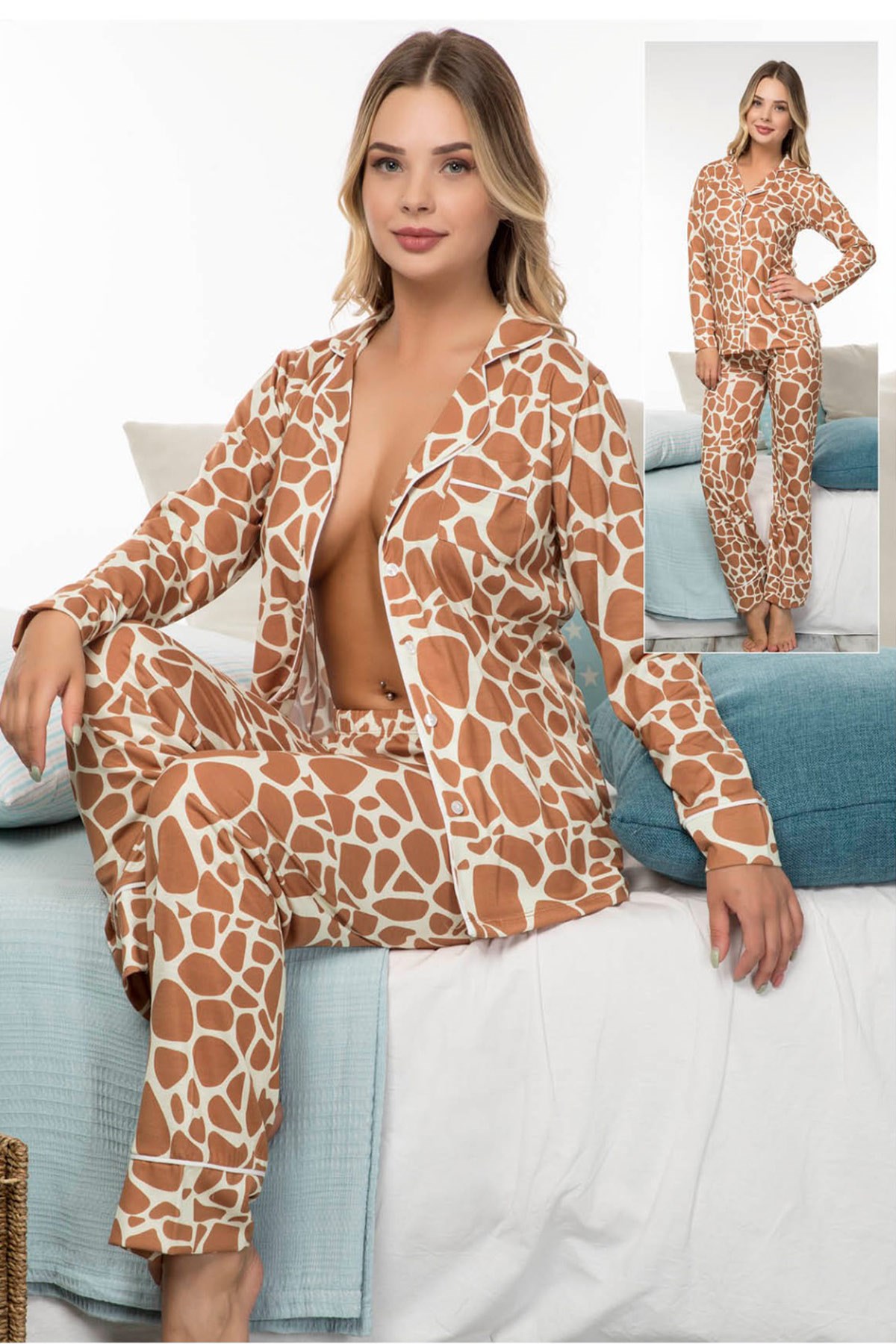 jenika 40002 Önden Düğmeli Pijama Takımı