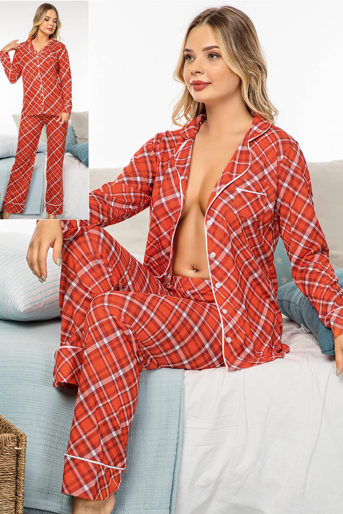 jenika 40011 Önden Düğmeli Pijama Takımı