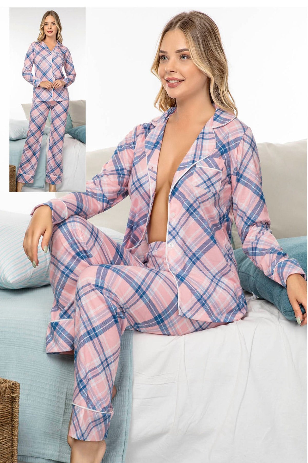 jenika 40013 Önden Düğmeli Pijama Takımı