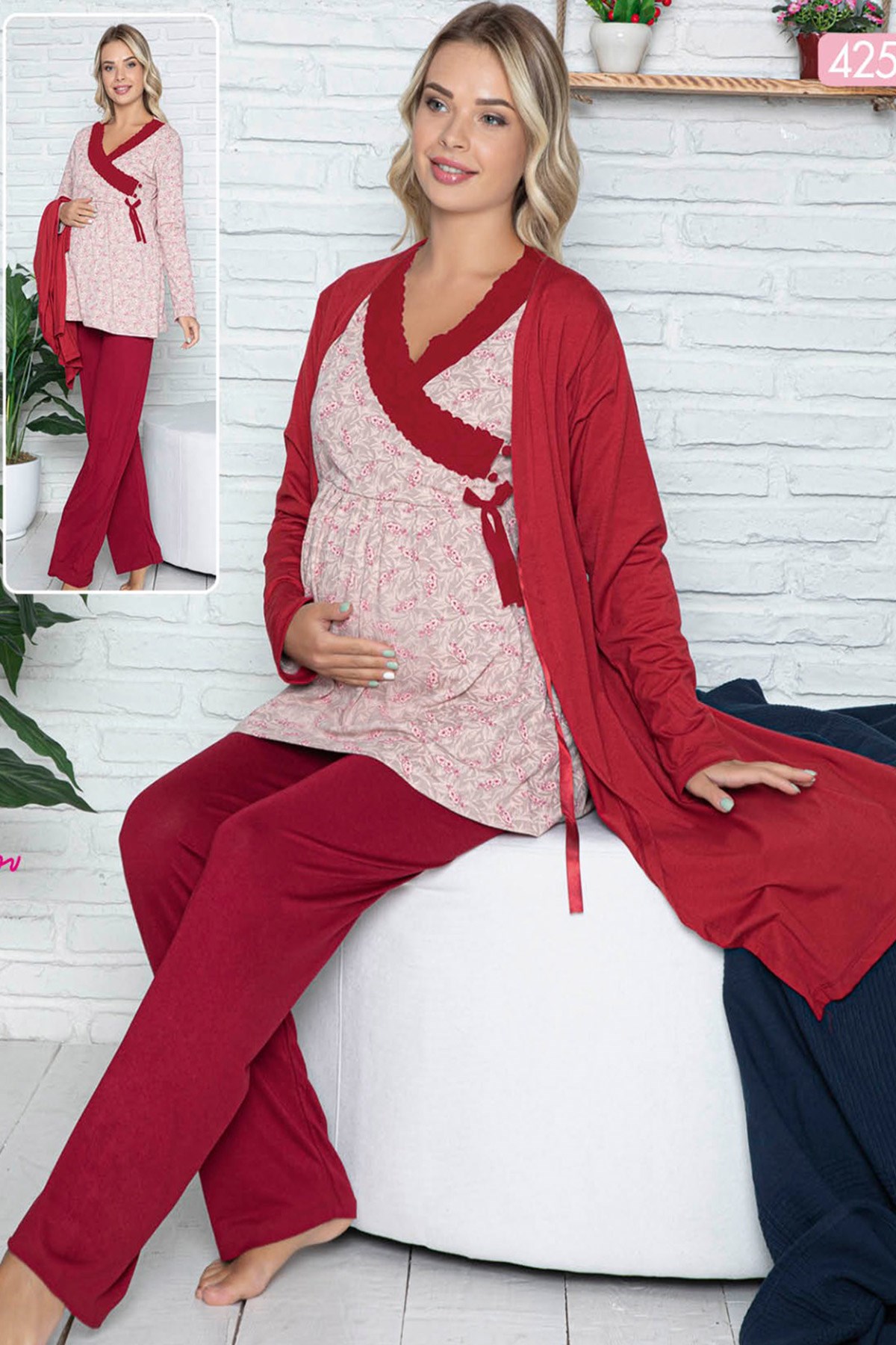 jenika 42527 Sabahlıklı Lohusa Pijama Takımı