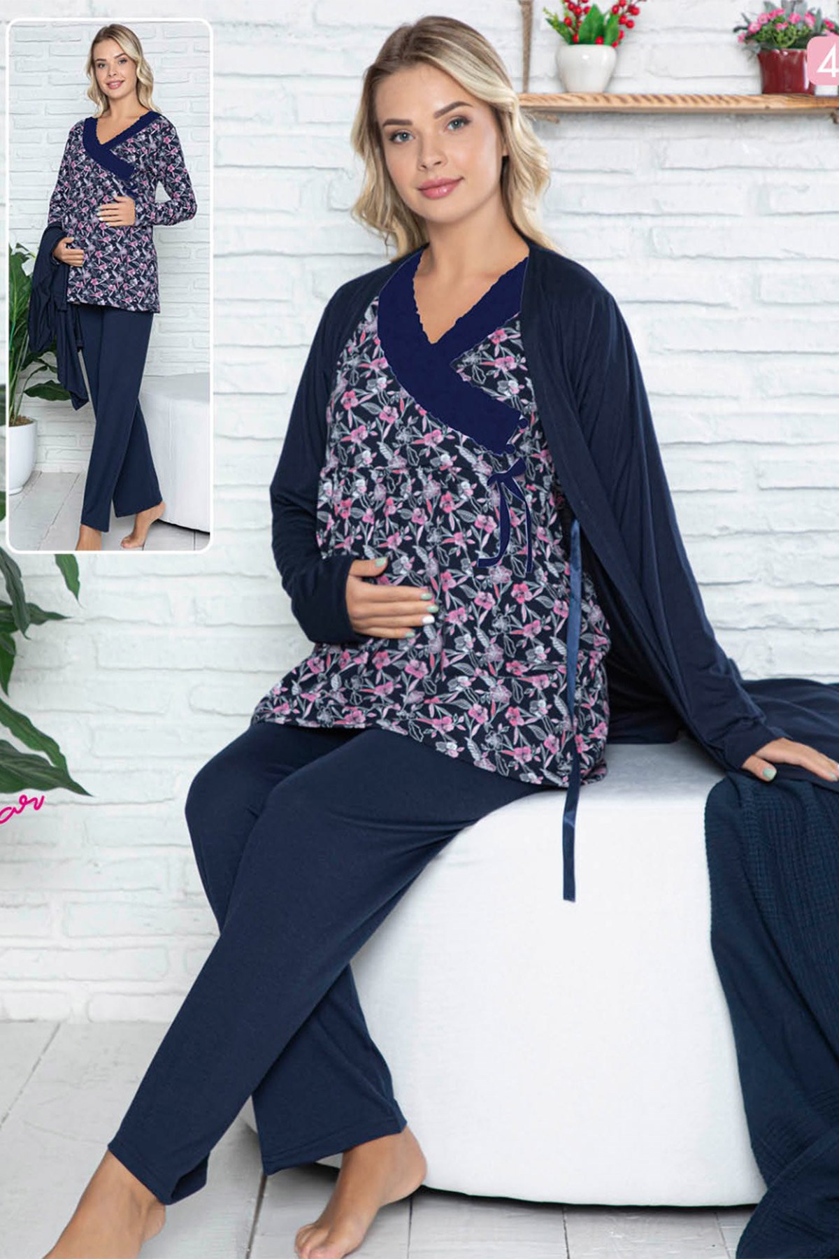jenika 42529 Sabahlıklı Lohusa Pijama Takımı