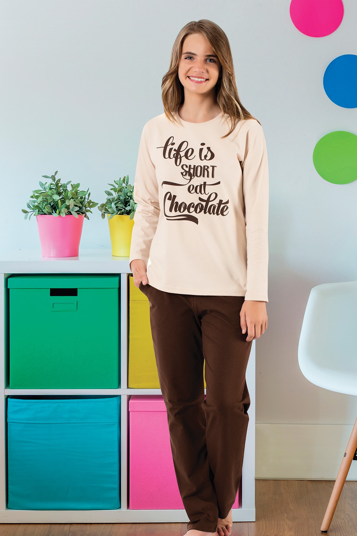 Kız Çoçuk Garson Pijama Takım 8030
