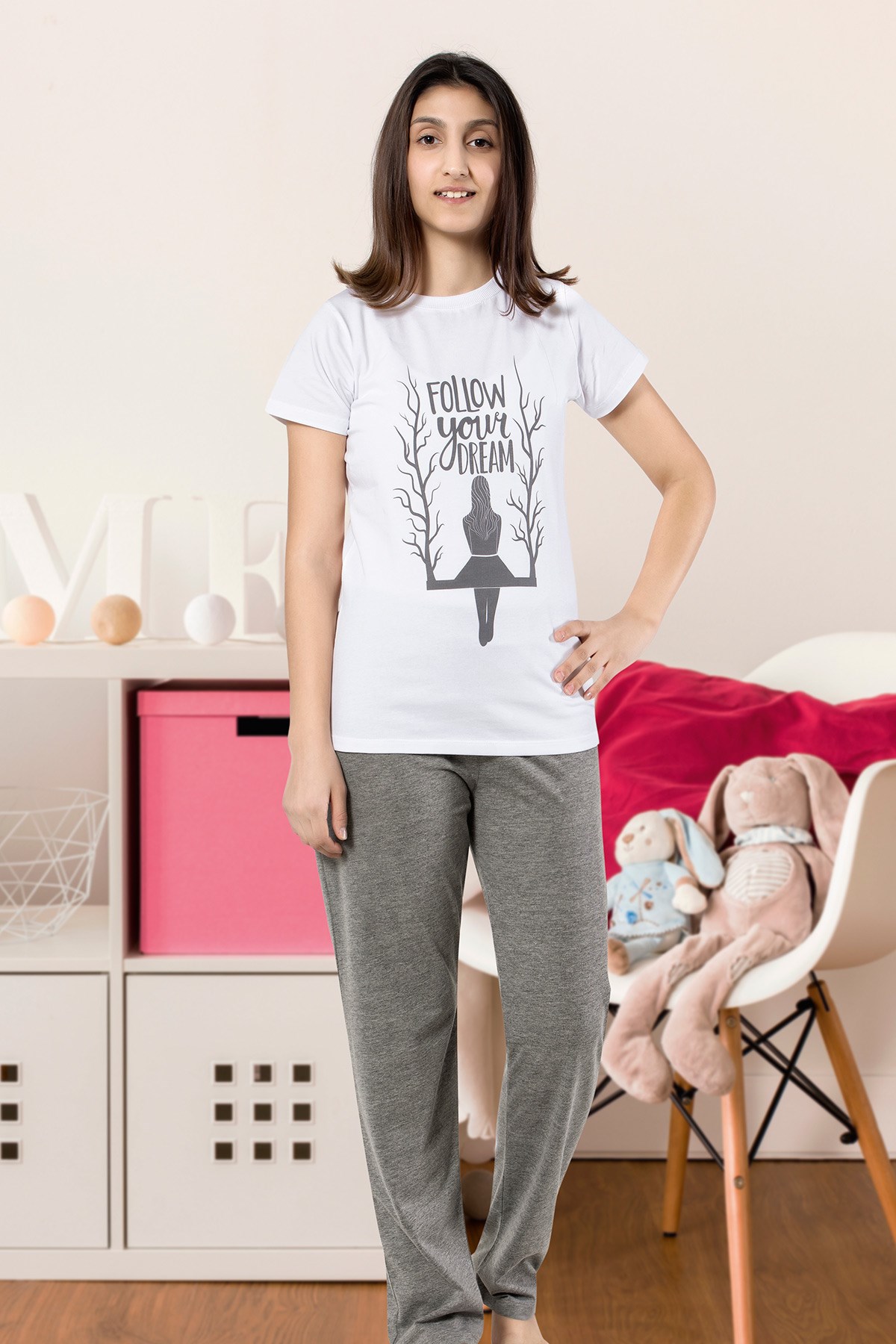 Kız Çoçuk Garson Pijama Takım 8052