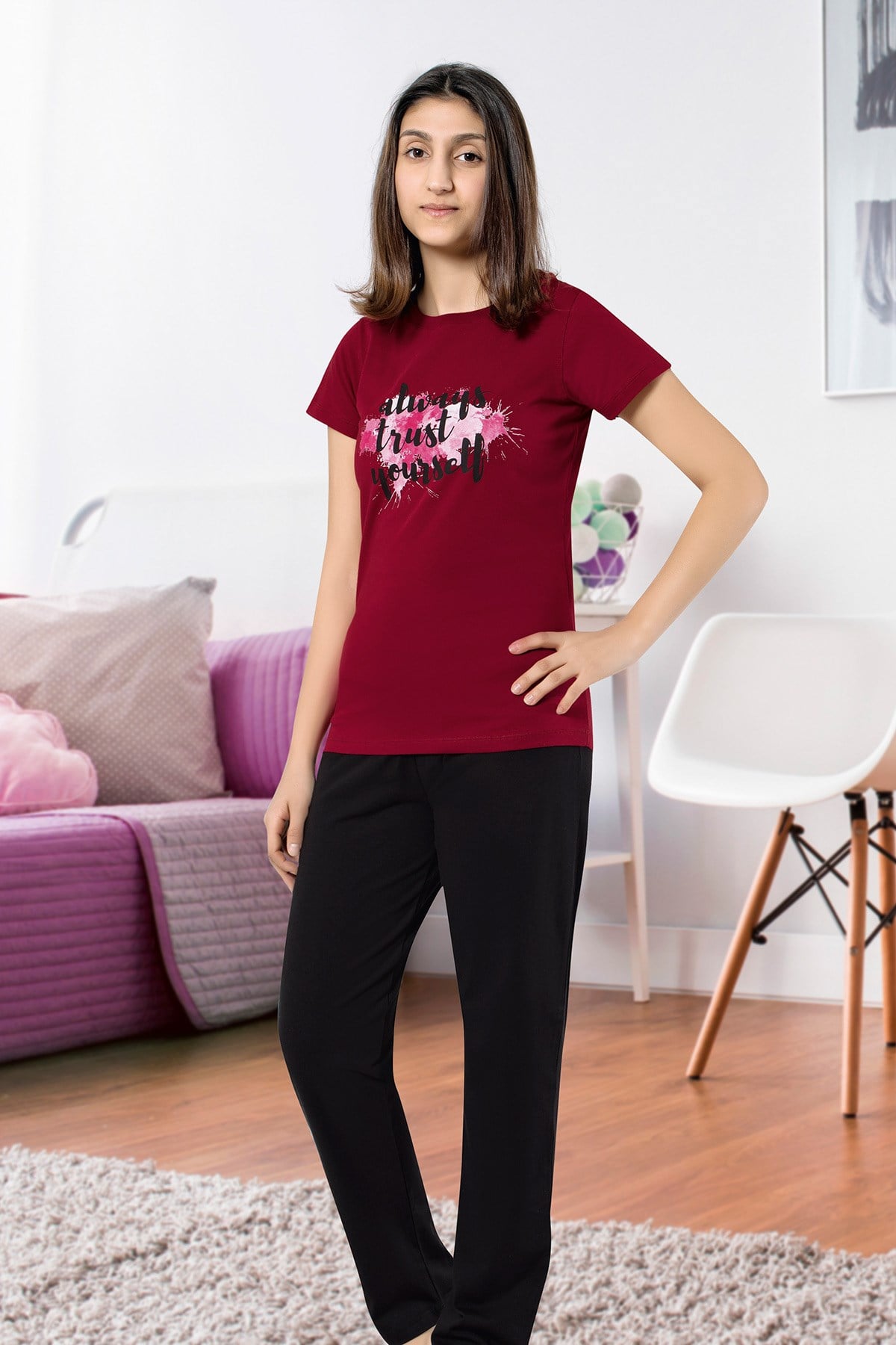 Kız Çoçuk Garson Pijama Takım 8055
