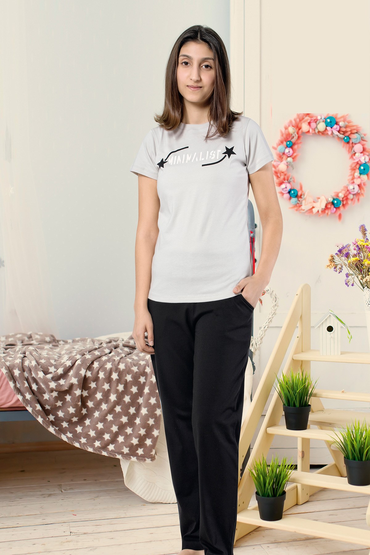 Kız Çoçuk Garson Pijama Takım 8062