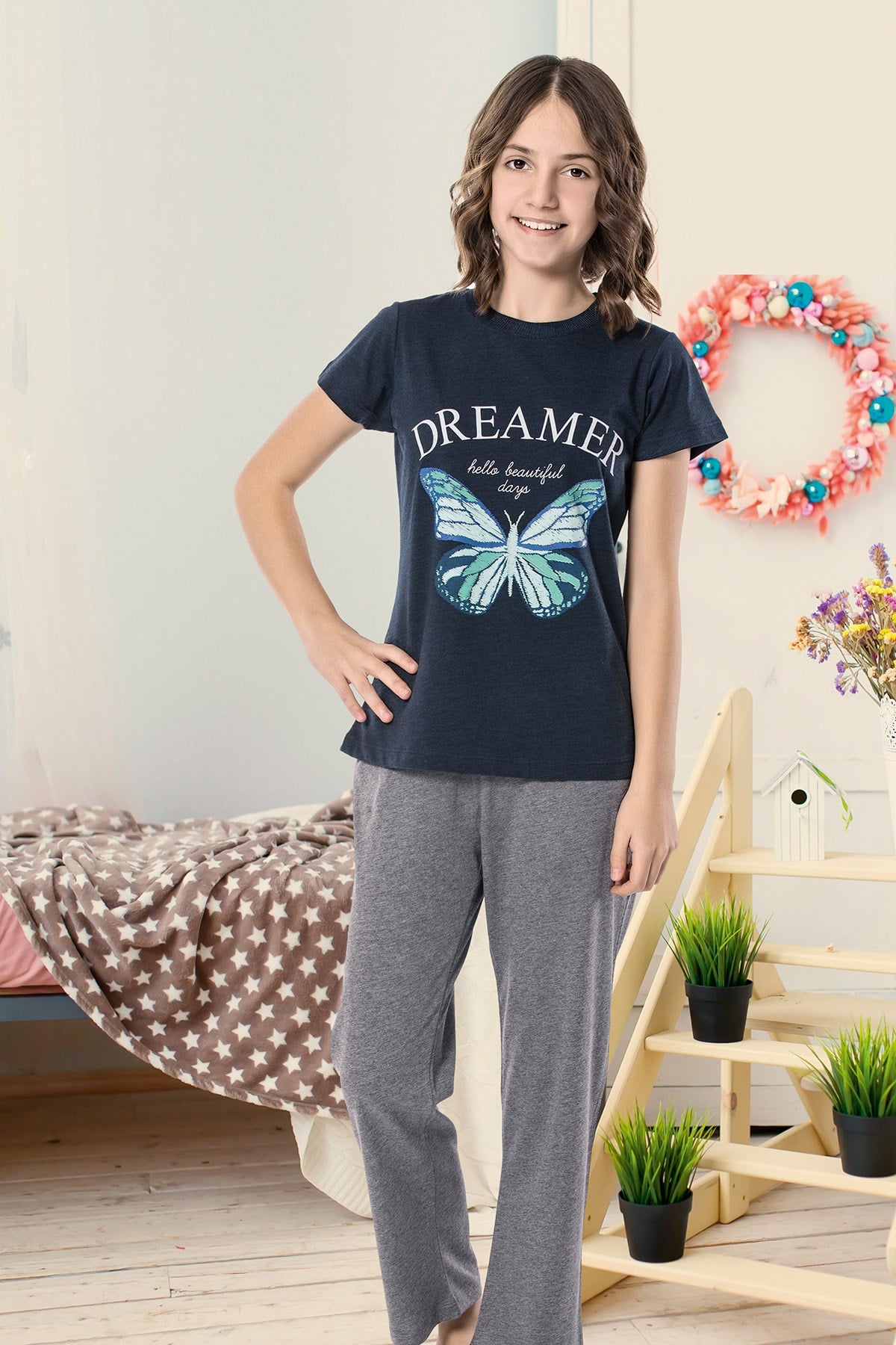 Kız Çoçuk Garson Pijama Takım 8079