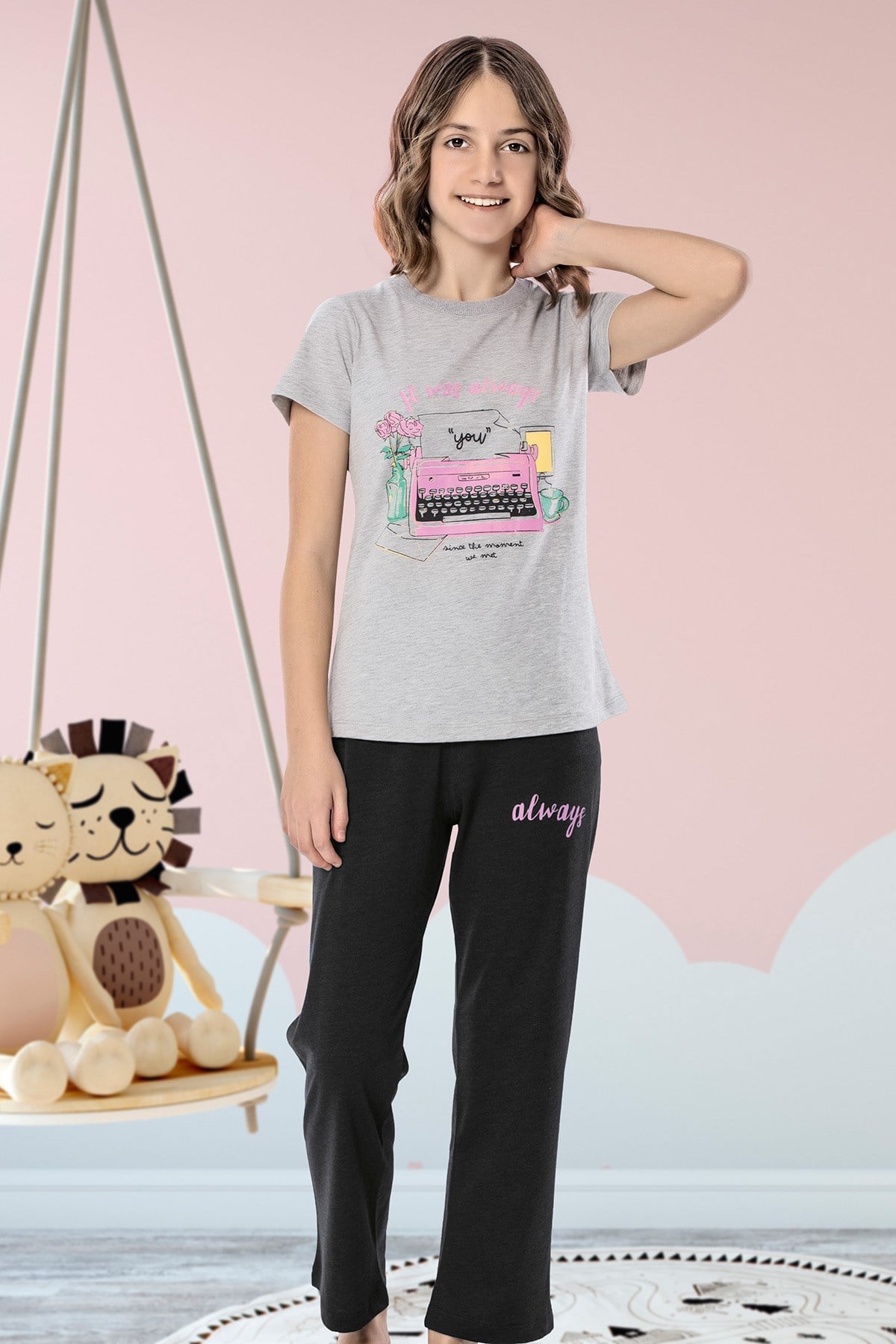 Kız Çoçuk Garson Pijama Takım 8091