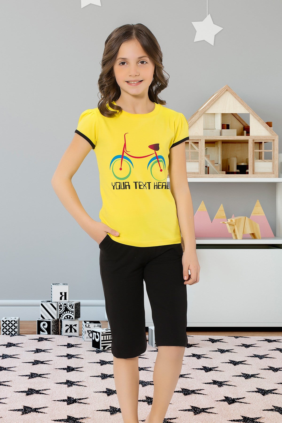 Kız Çocuk Kapri Pijama Takımı-6085