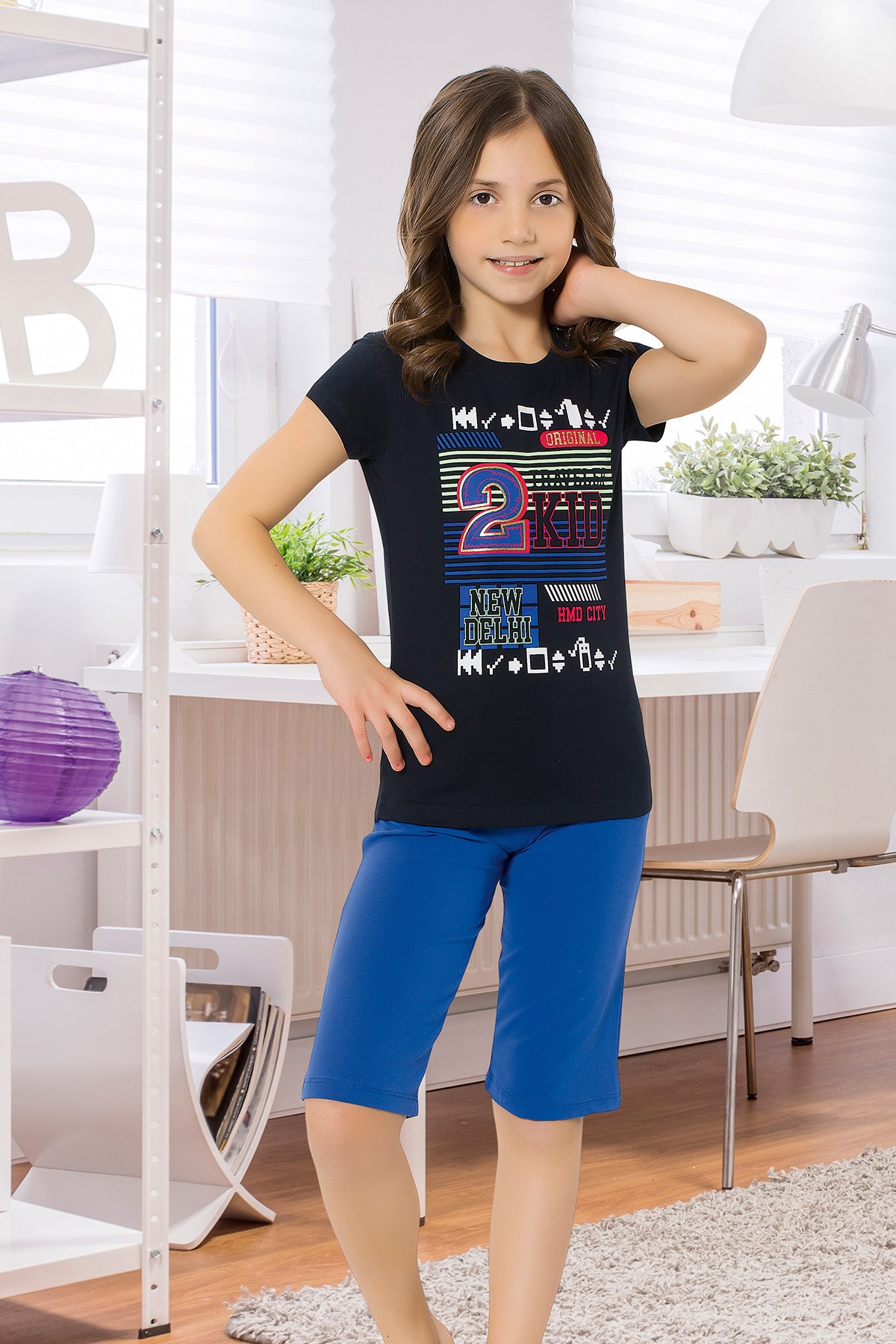 Kız Çocuk Kapri Pijama Takımı-6093