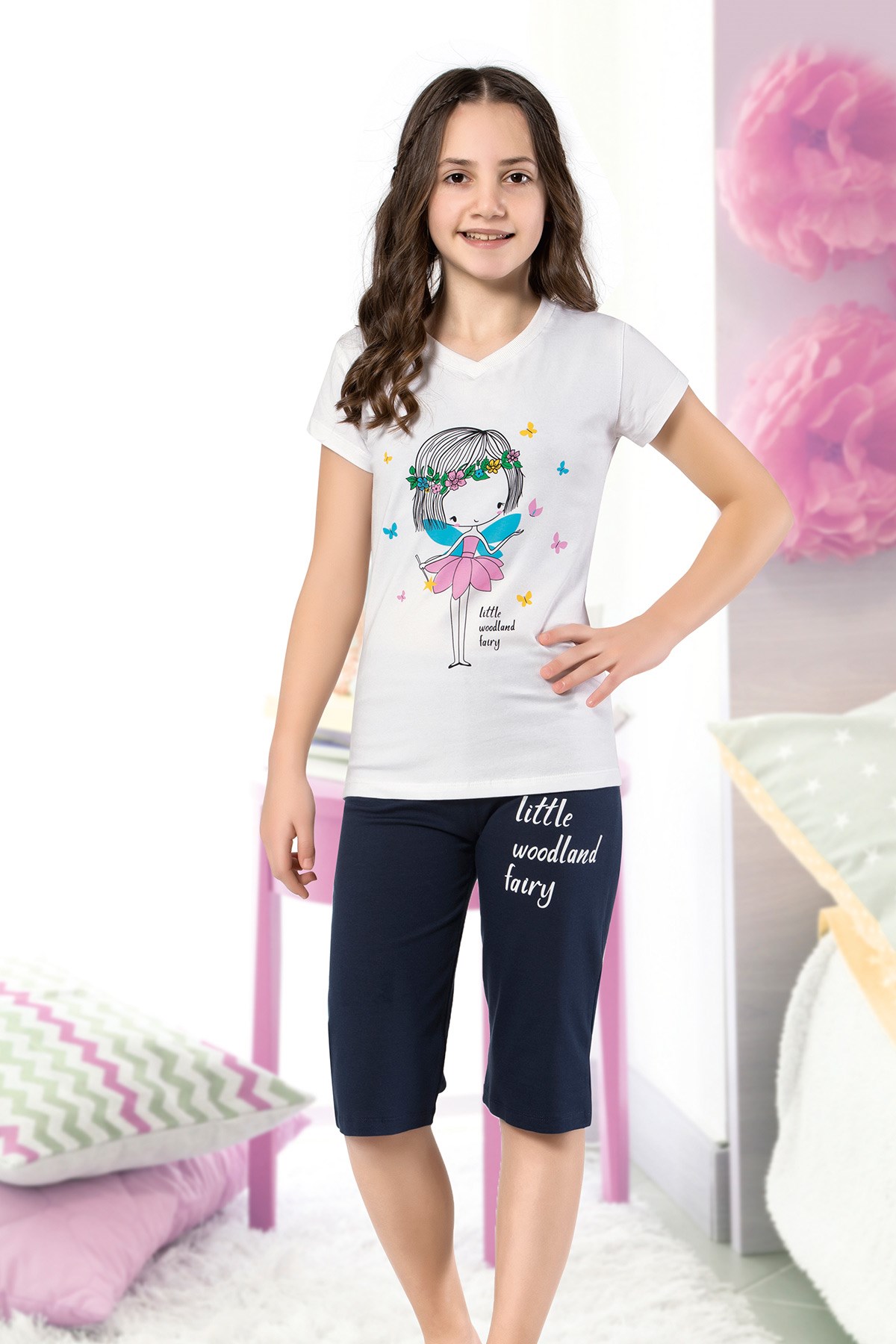 Kız Çocuk Kapri Pijama Takımı-6105