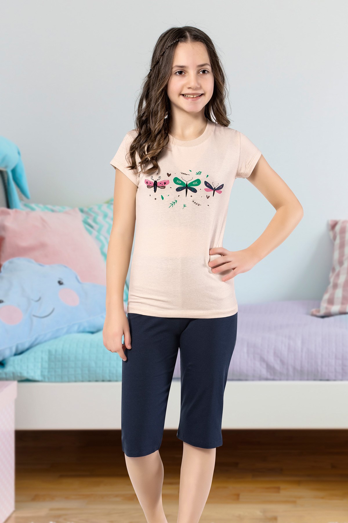 Kız Çocuk Kapri Pijama Takımı-6110