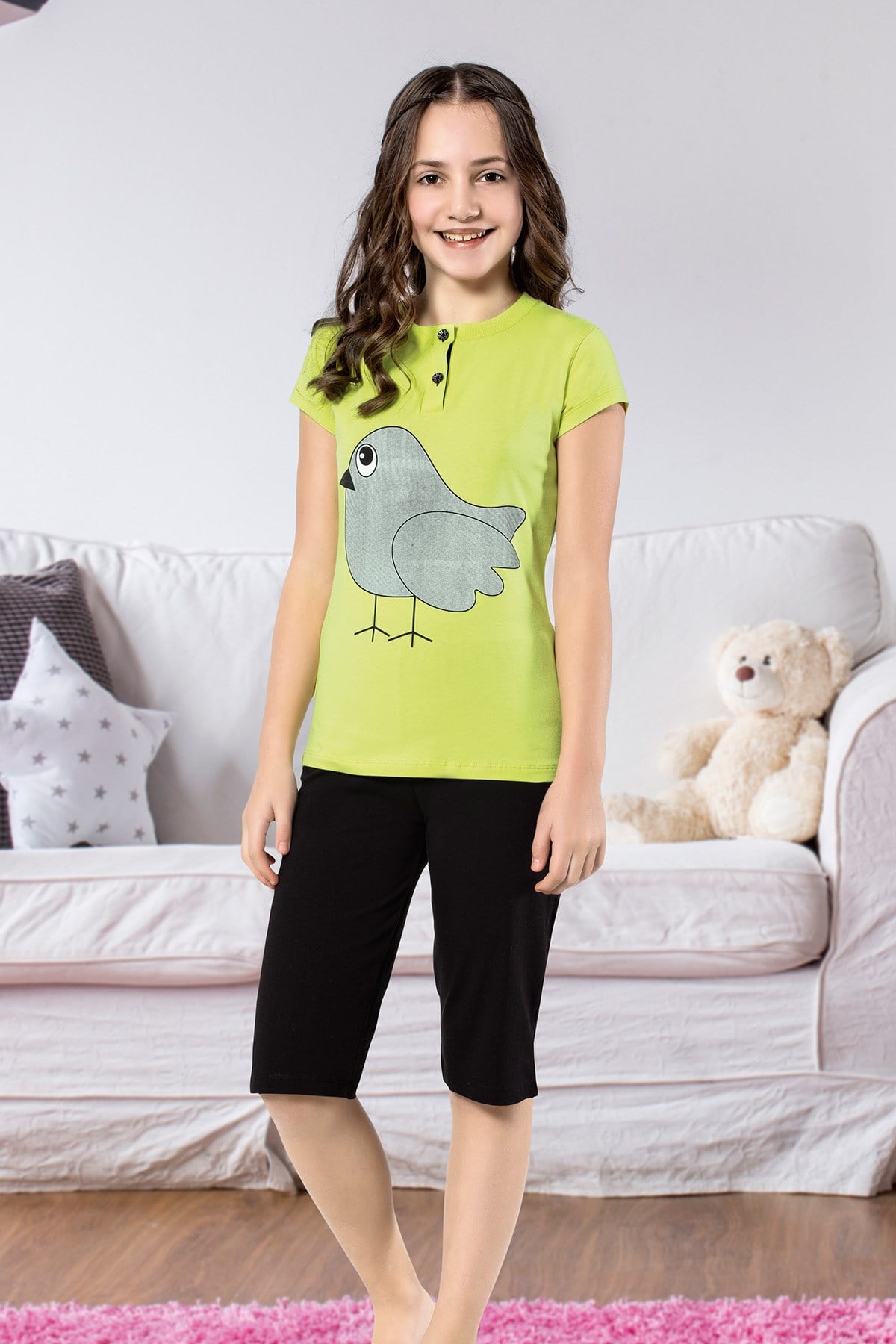 Kız Çocuk Kapri Pijama Takımı-6112