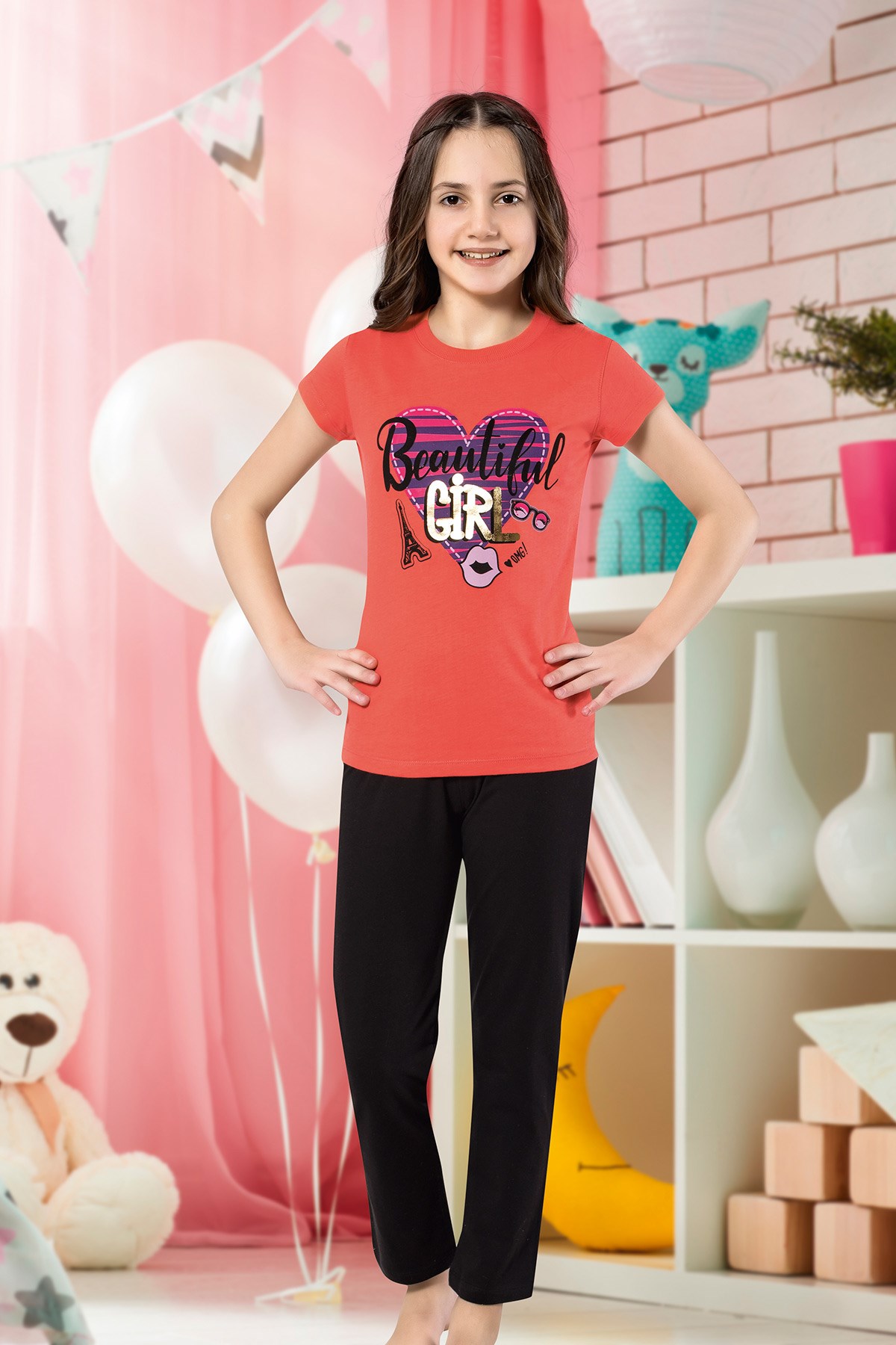 Kız Çocuk Kapri Pijama Takımı-6119