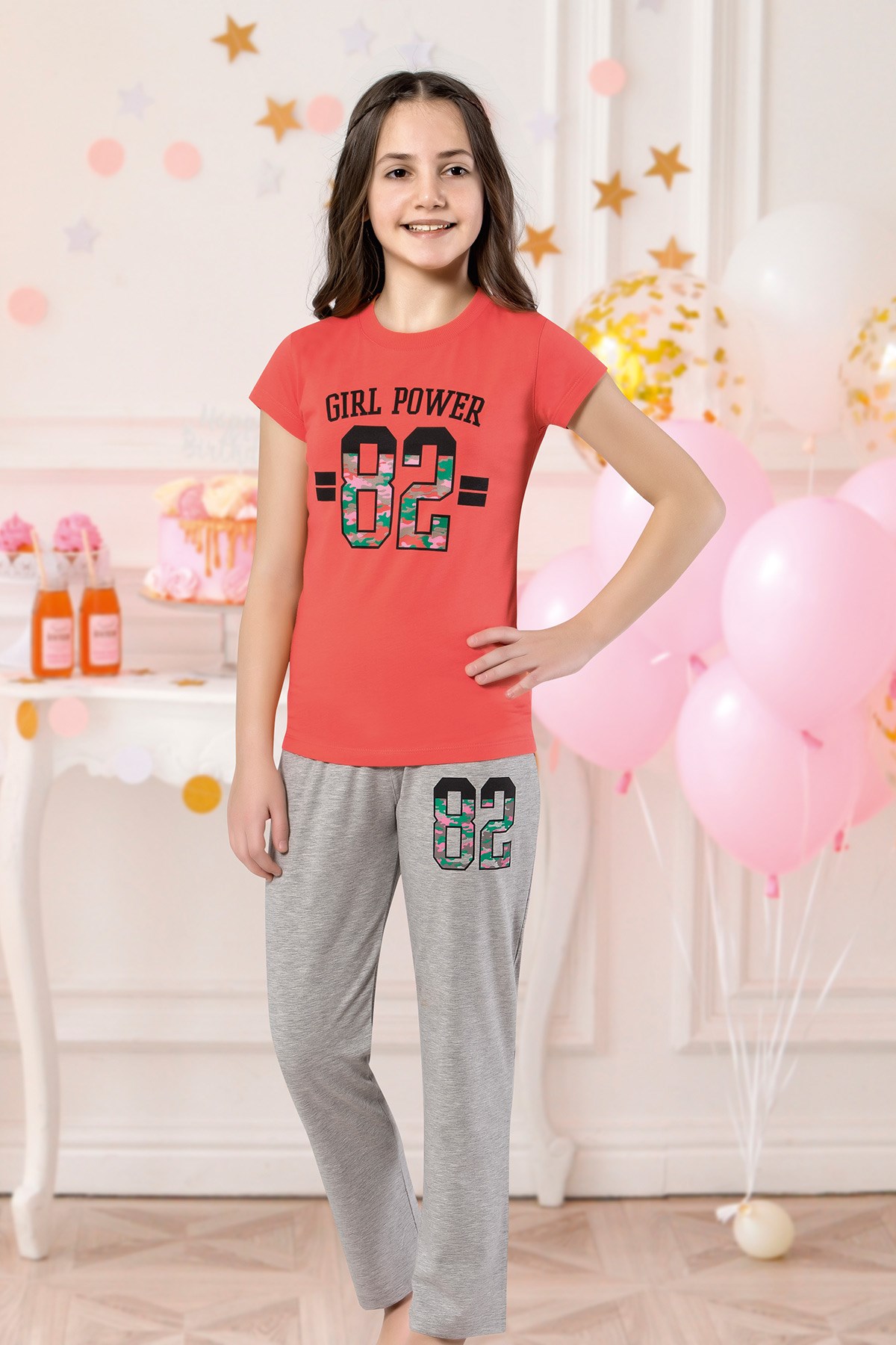 Kız Çocuk Kapri Pijama Takımı-6122