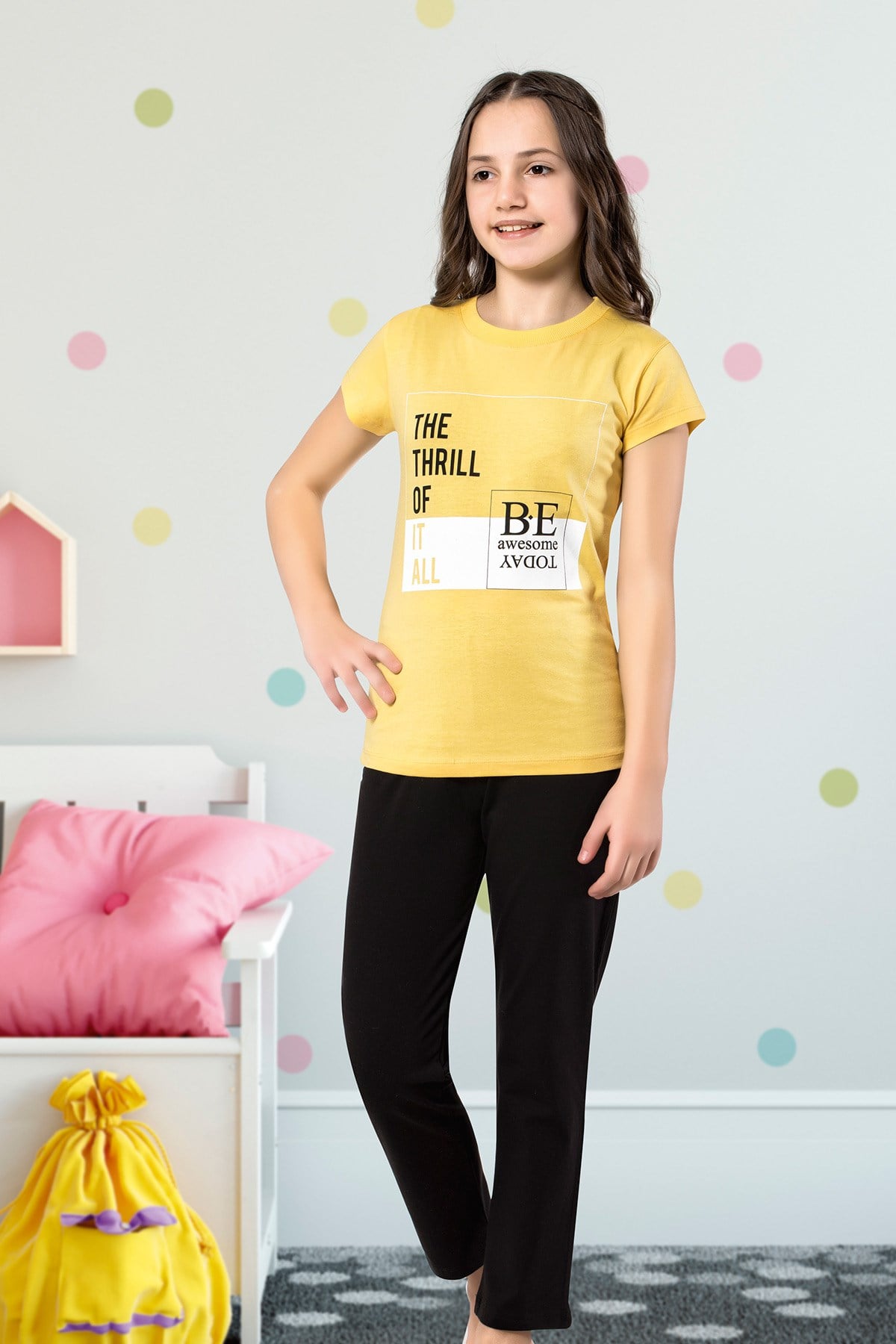 Kız Çocuk Kapri Pijama Takımı-6125