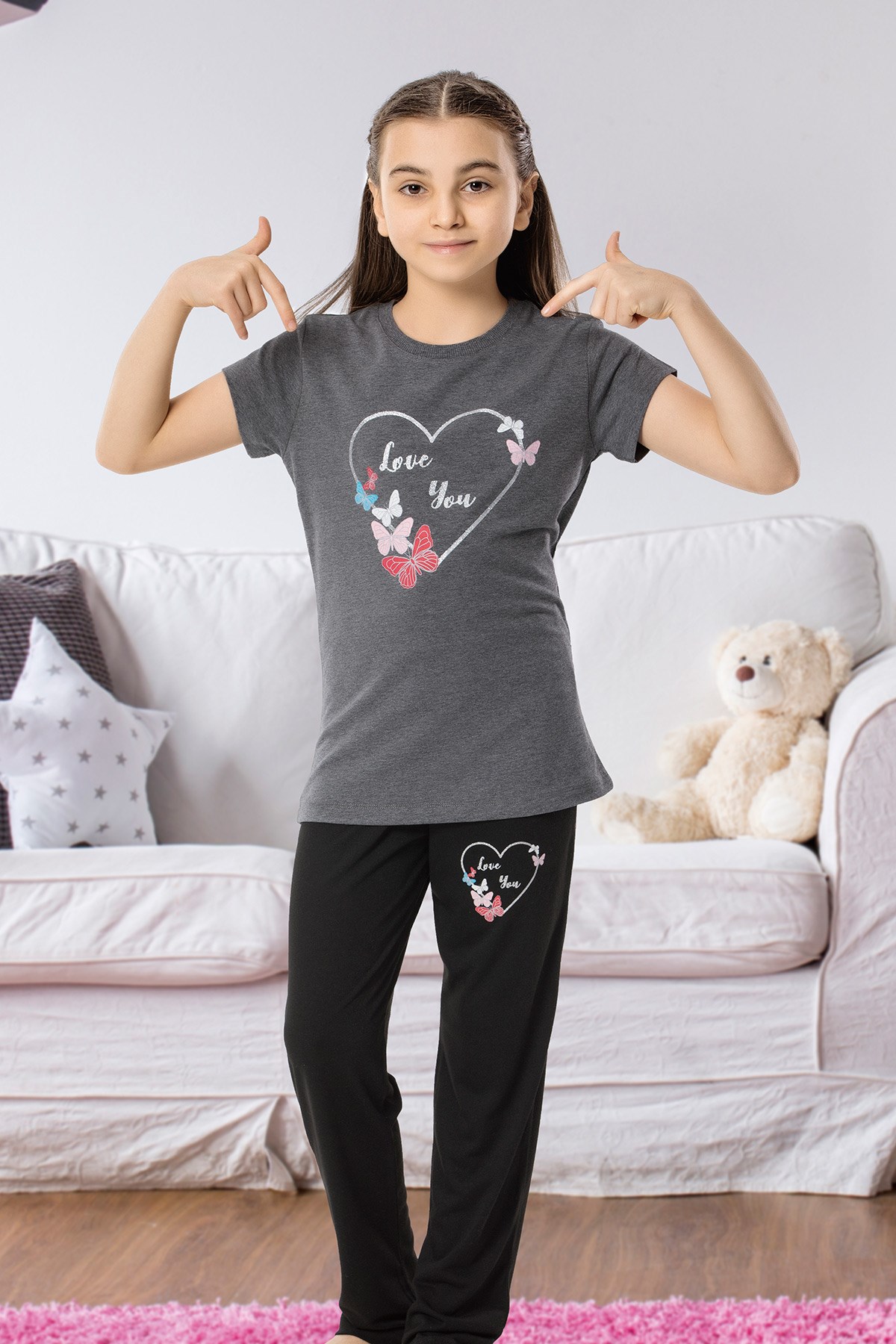 Kız Çocuk Kapri Pijama Takımı-6130
