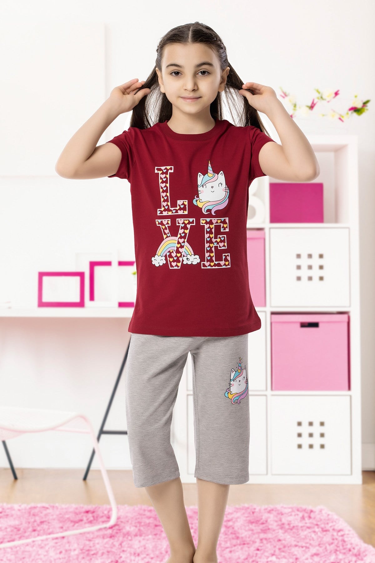 Kız Çocuk Kapri Pijama Takımı-6133