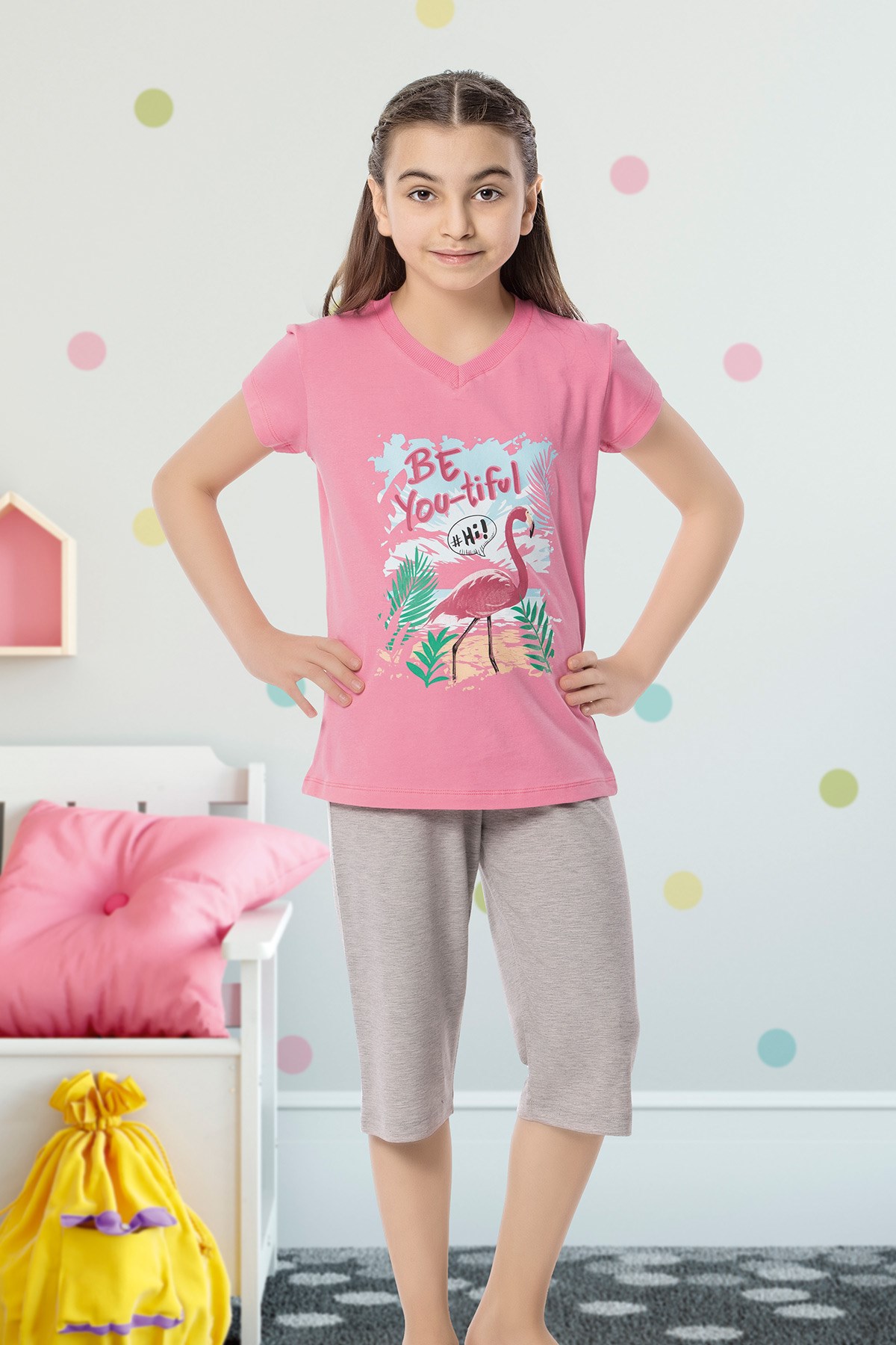 Kız Çocuk Kapri Pijama Takımı-6137