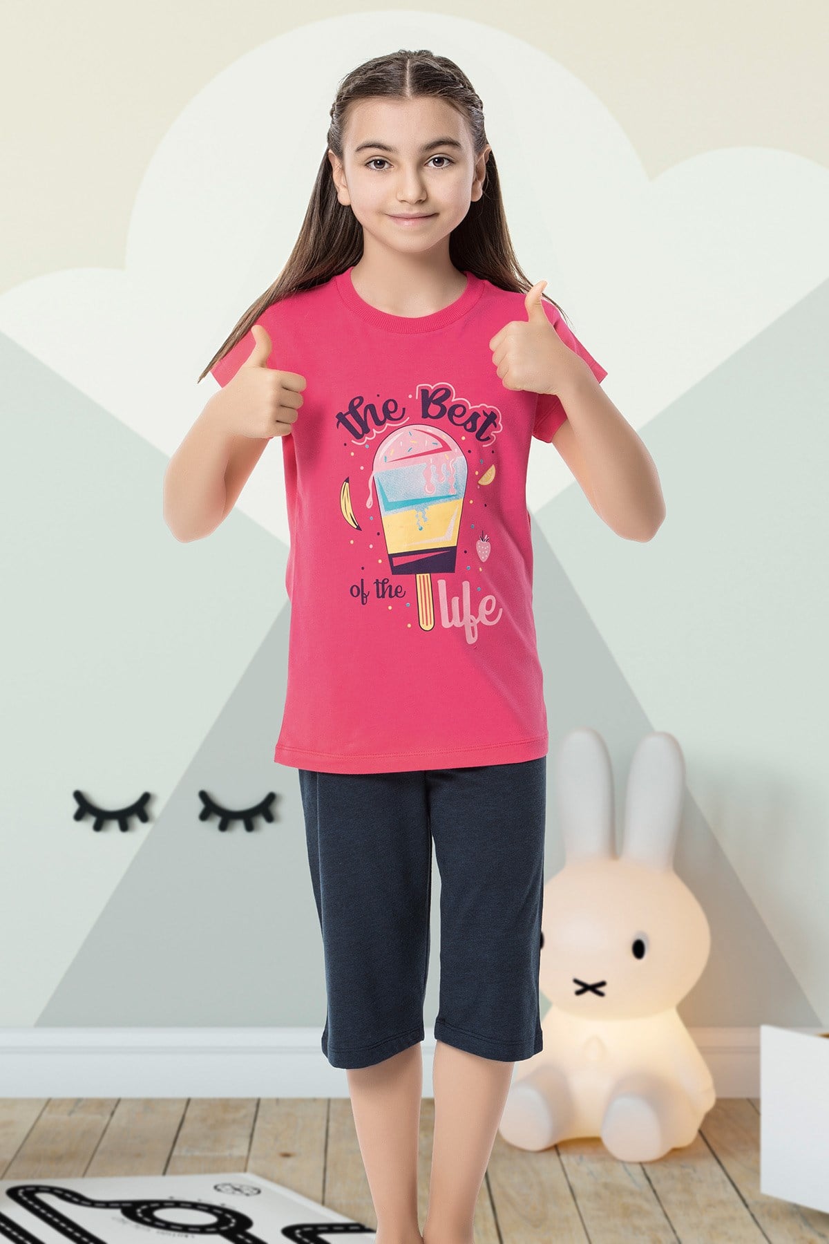 Kız Çocuk Kapri Pijama Takımı-6140