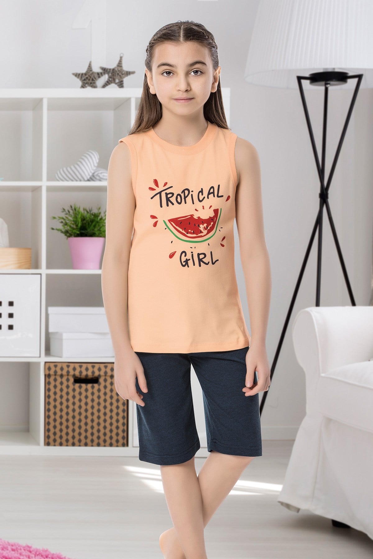 Kız Çocuk Kapri Pijama Takımı-6142