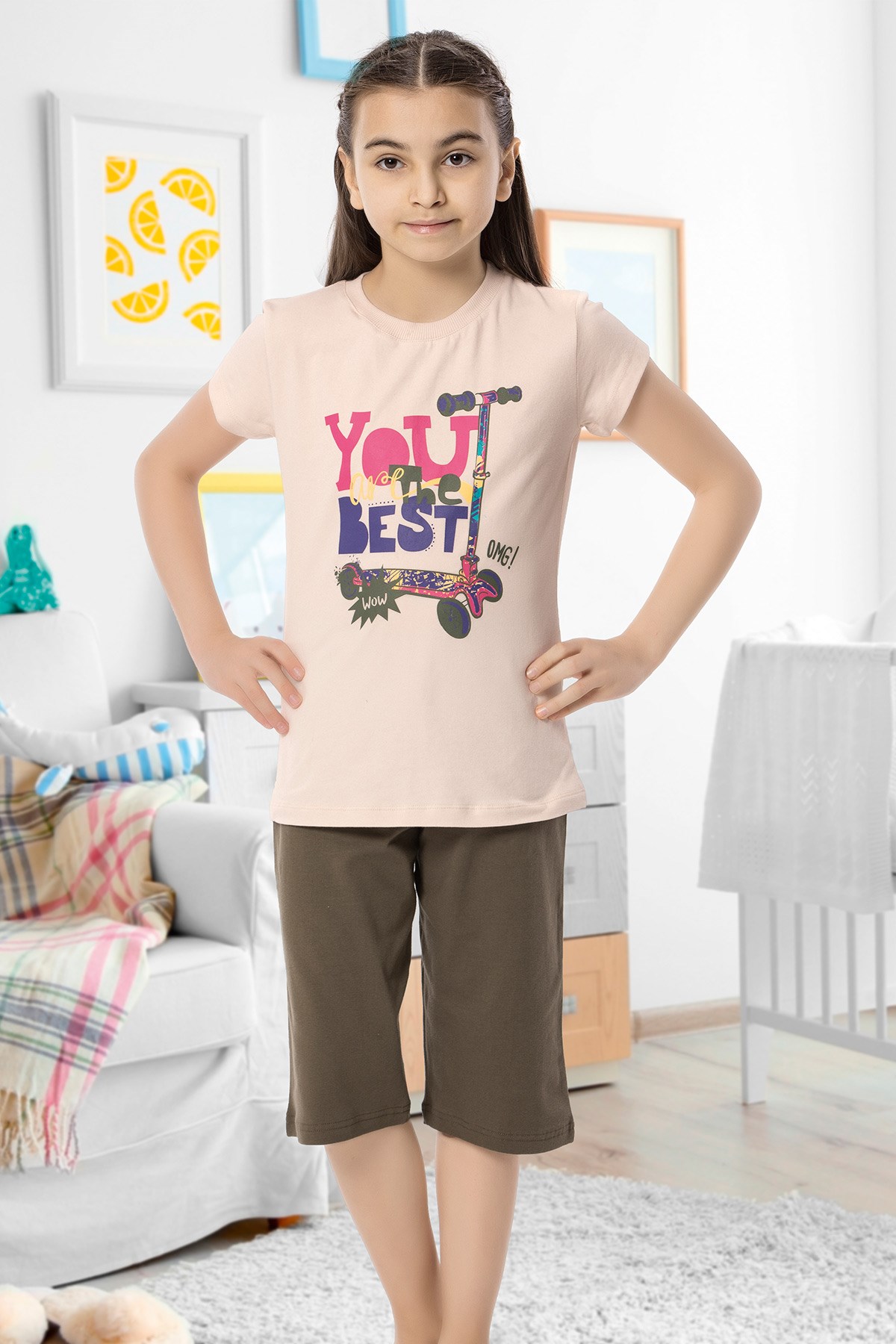 Kız Çocuk Kapri Pijama Takımı-6147