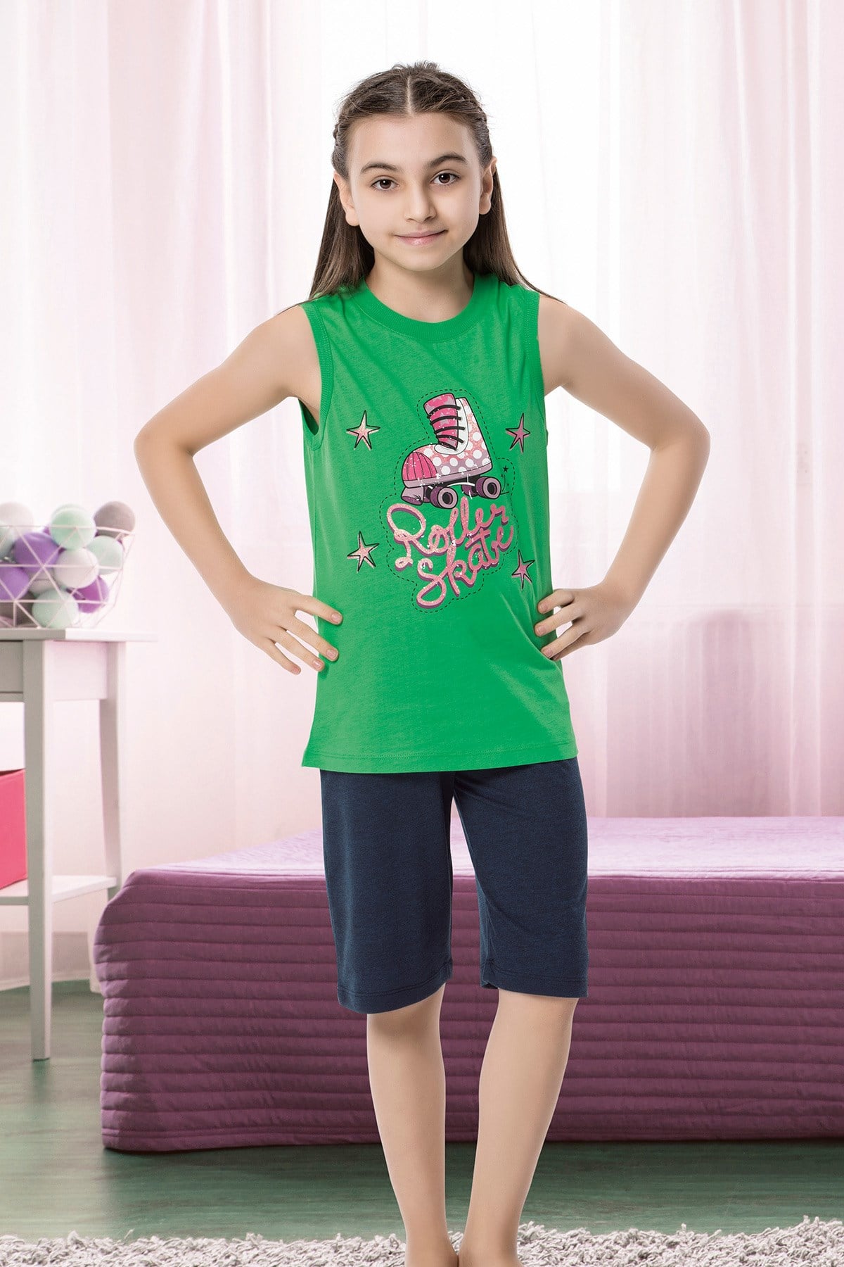 Kız Çocuk Kapri Pijama Takımı-6148