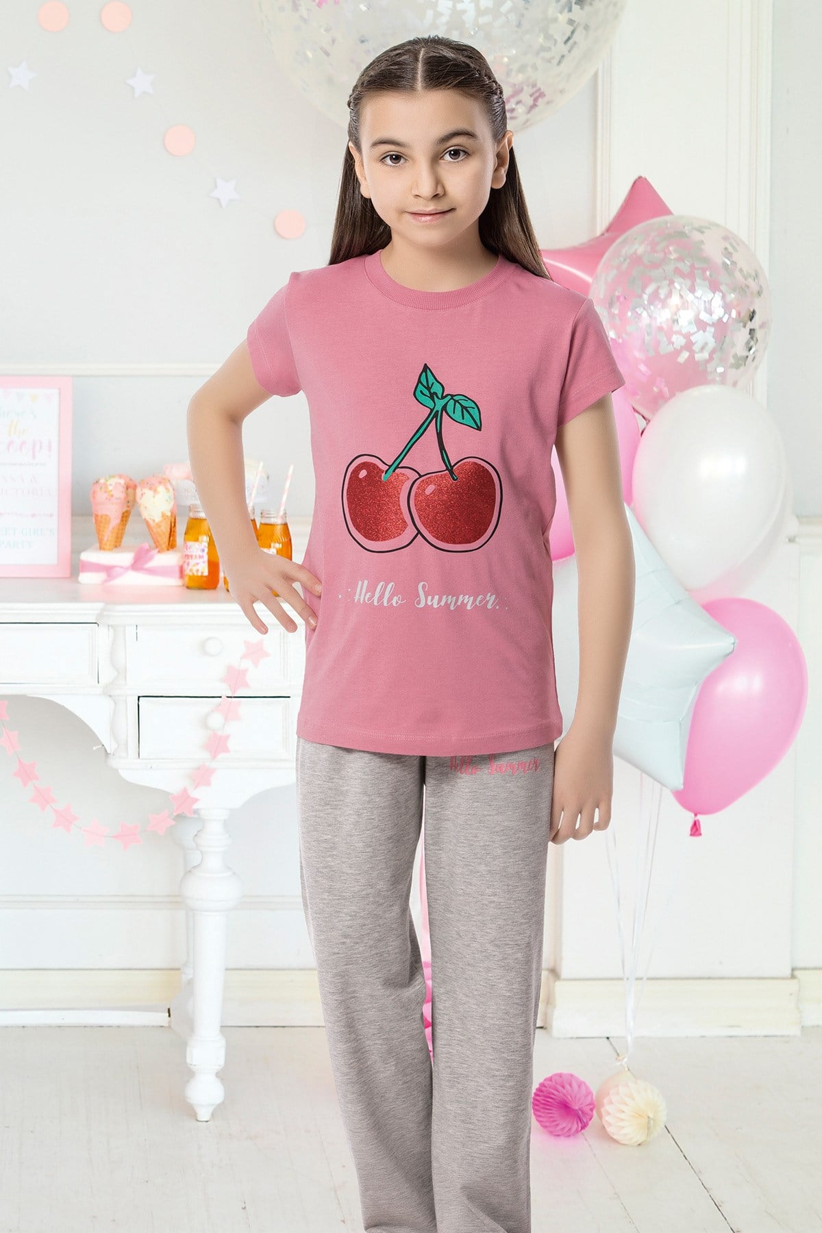Kız Çocuk Kapri Pijama Takımı-6151