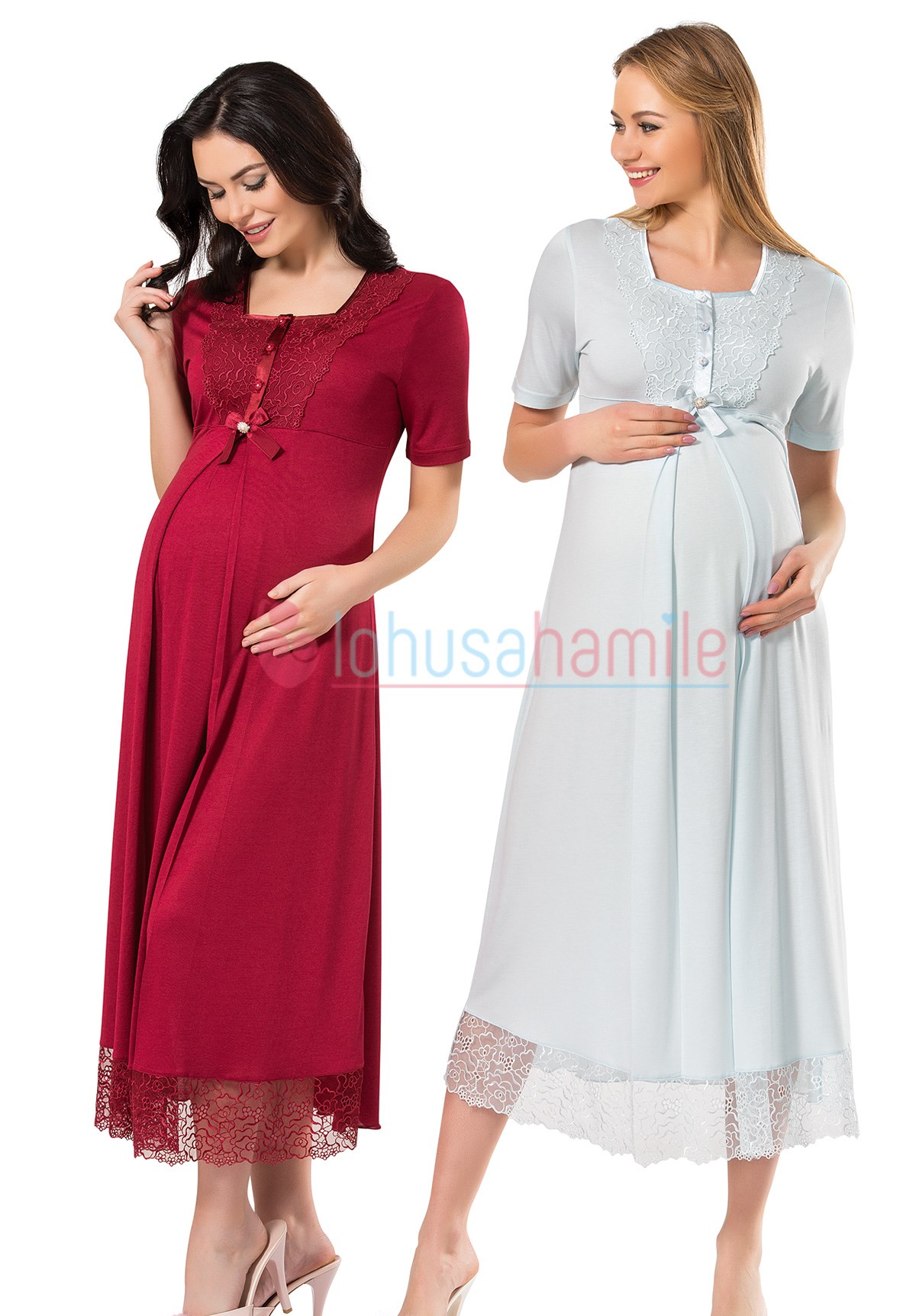 Lh 1944bm Eteği Dantel Detaylı Lohusa Gecelik Takımı