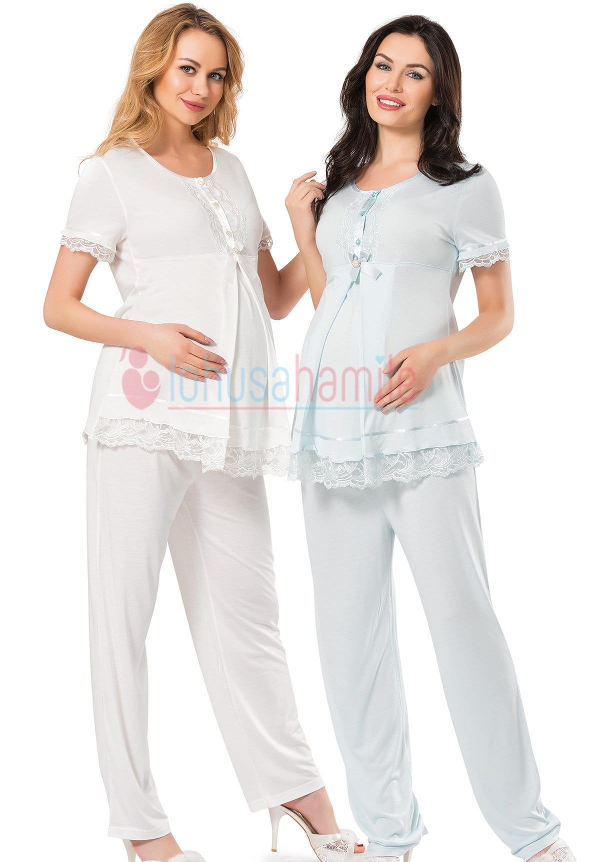 Lh 1950 Eteği Dantelli Lohusa Pijama Takımı