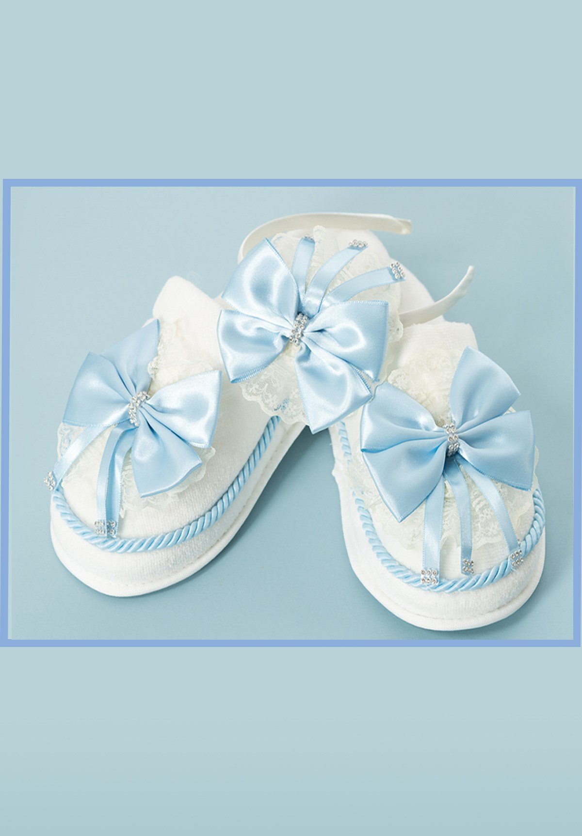 Lh 314 Mavi Lohusa Tac ve Terlik Seti