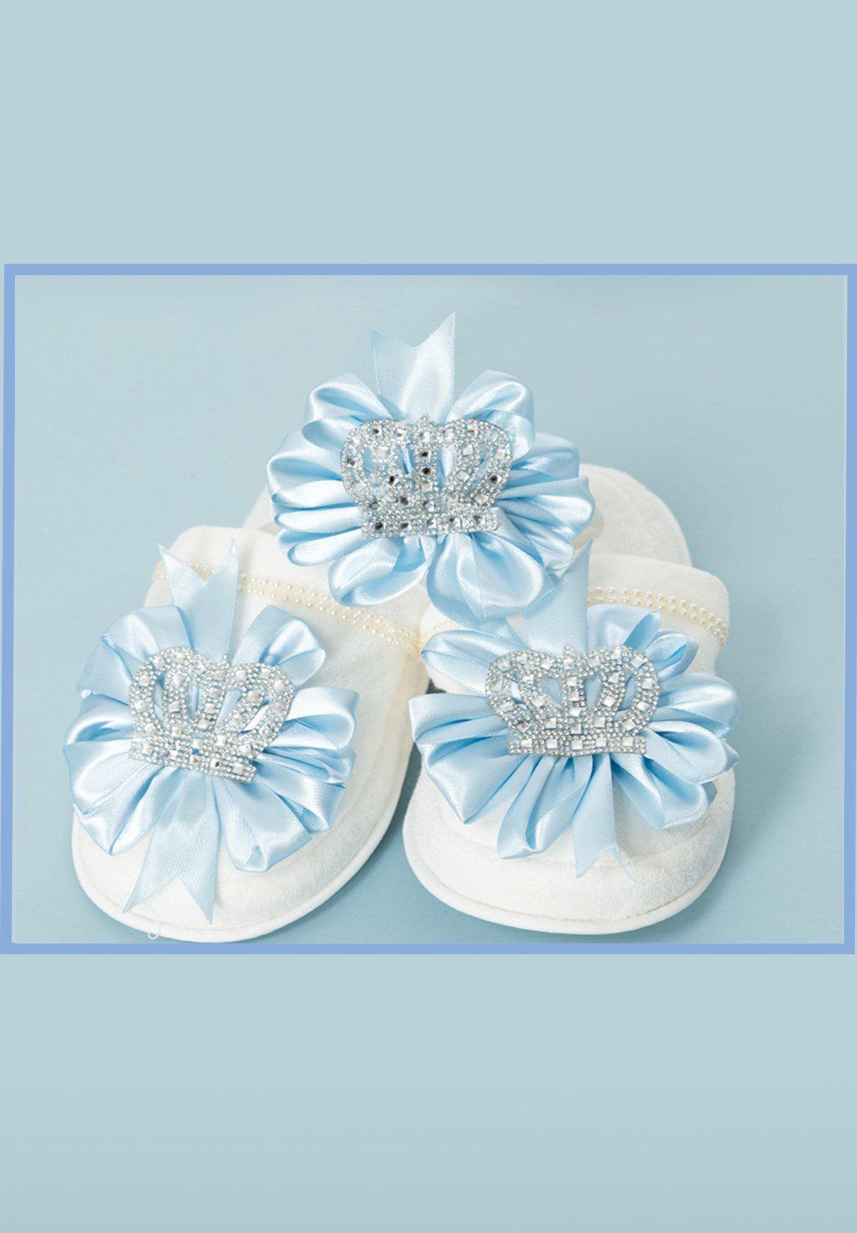 Lh 317 Mavi Lohusa Tac ve Terlik Seti