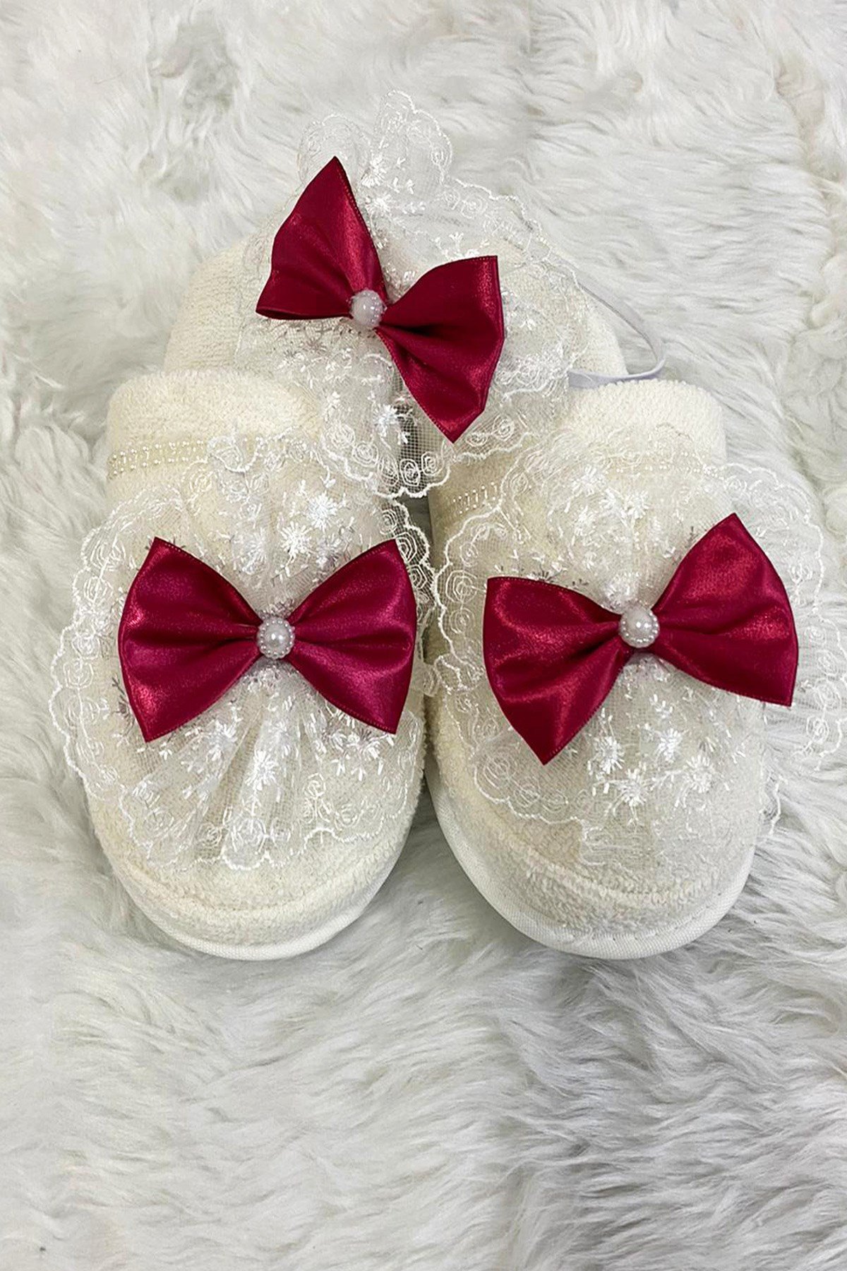 Lh 339 Vişne Lohusa Tac ve Terlik Seti